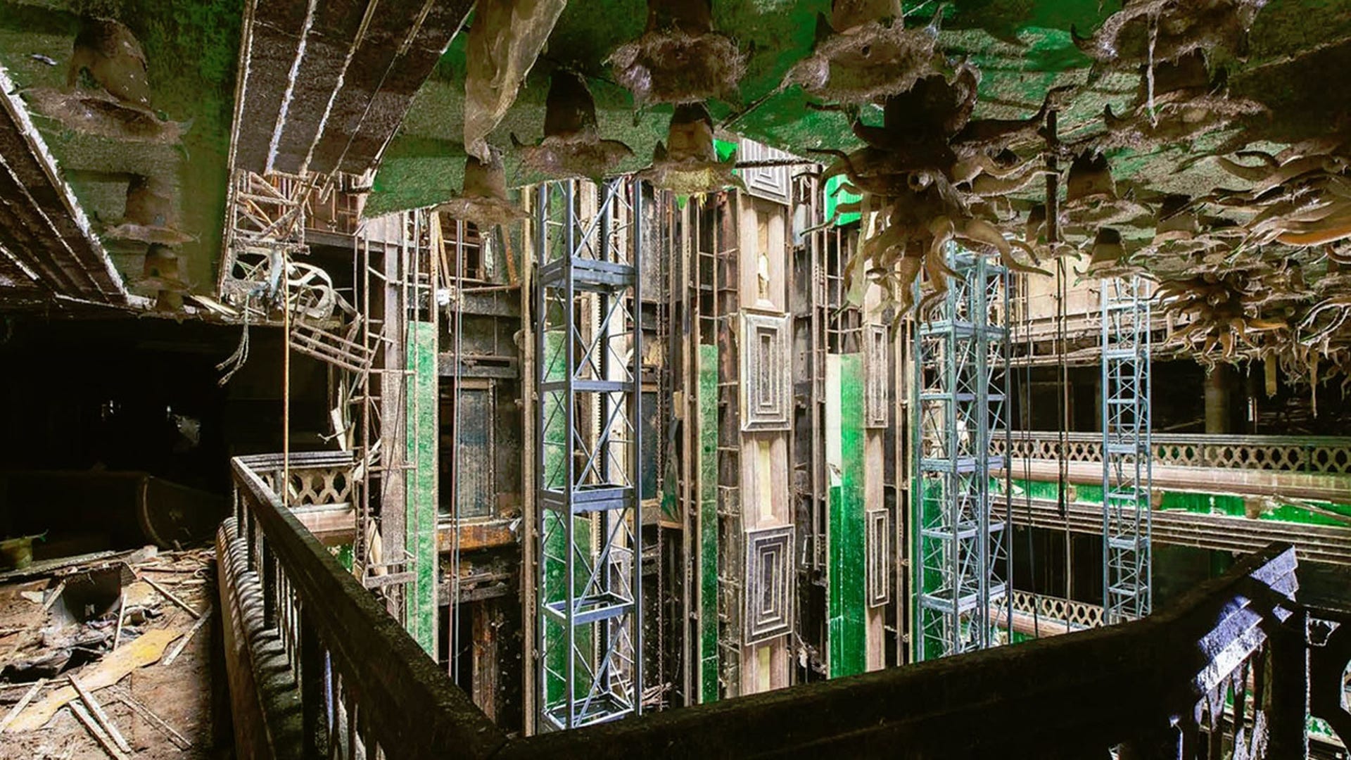 Destroyed elevator bank