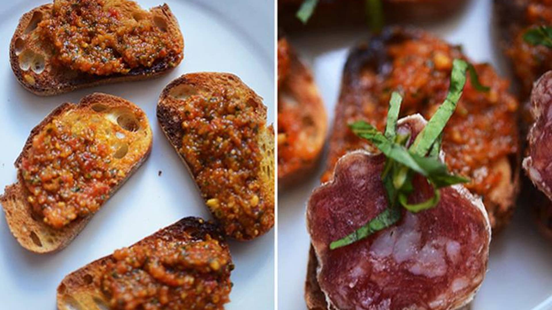 Crostini with Sun-Dried Tomato Pesto and Salami