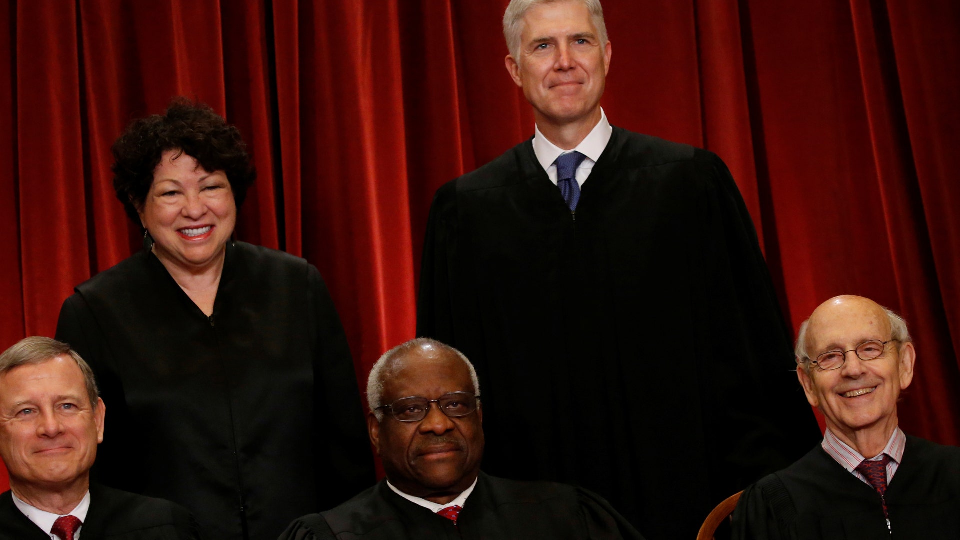 Supreme Court Justice Neil Gorsuch joins Chief Justice John Roberts and Justices Sonia Sotomayor, Clarence Thomas and Stephen Breyer