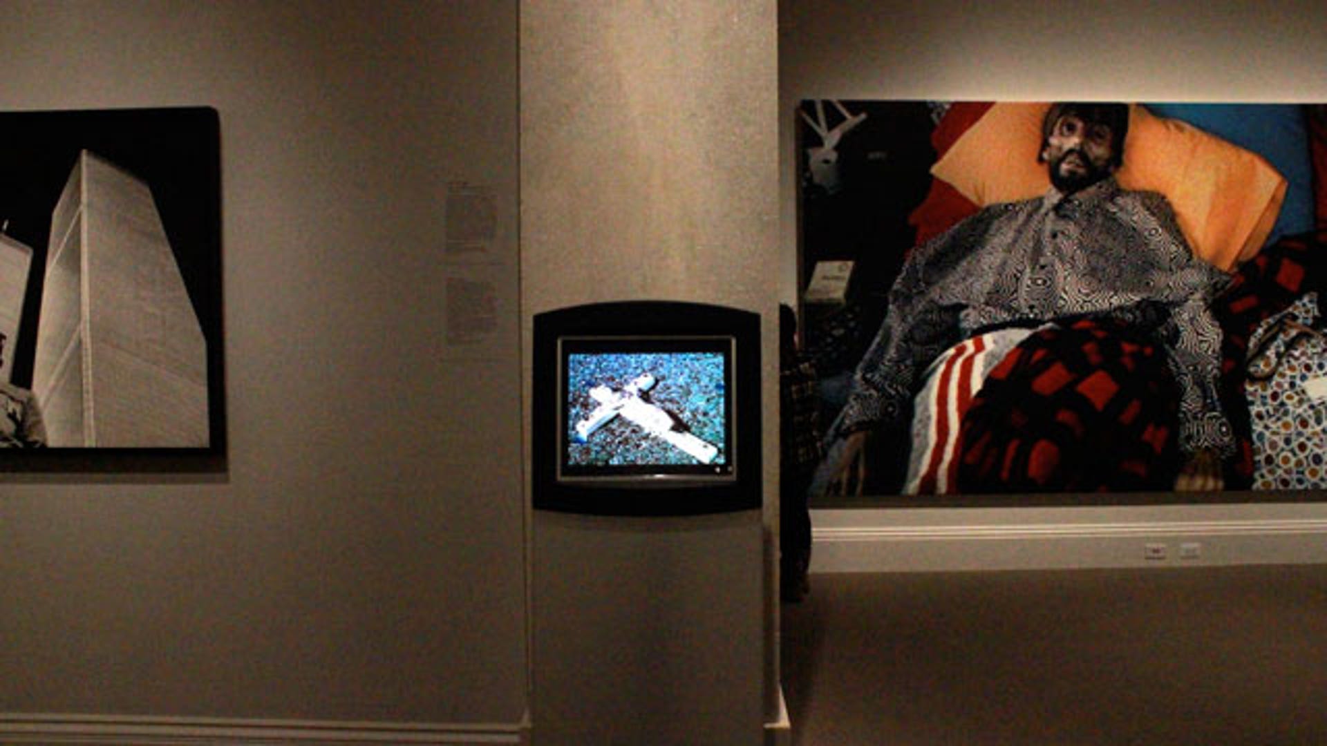 Crucifix on T.V. Screen at 'Hide/Seek' Exhibit