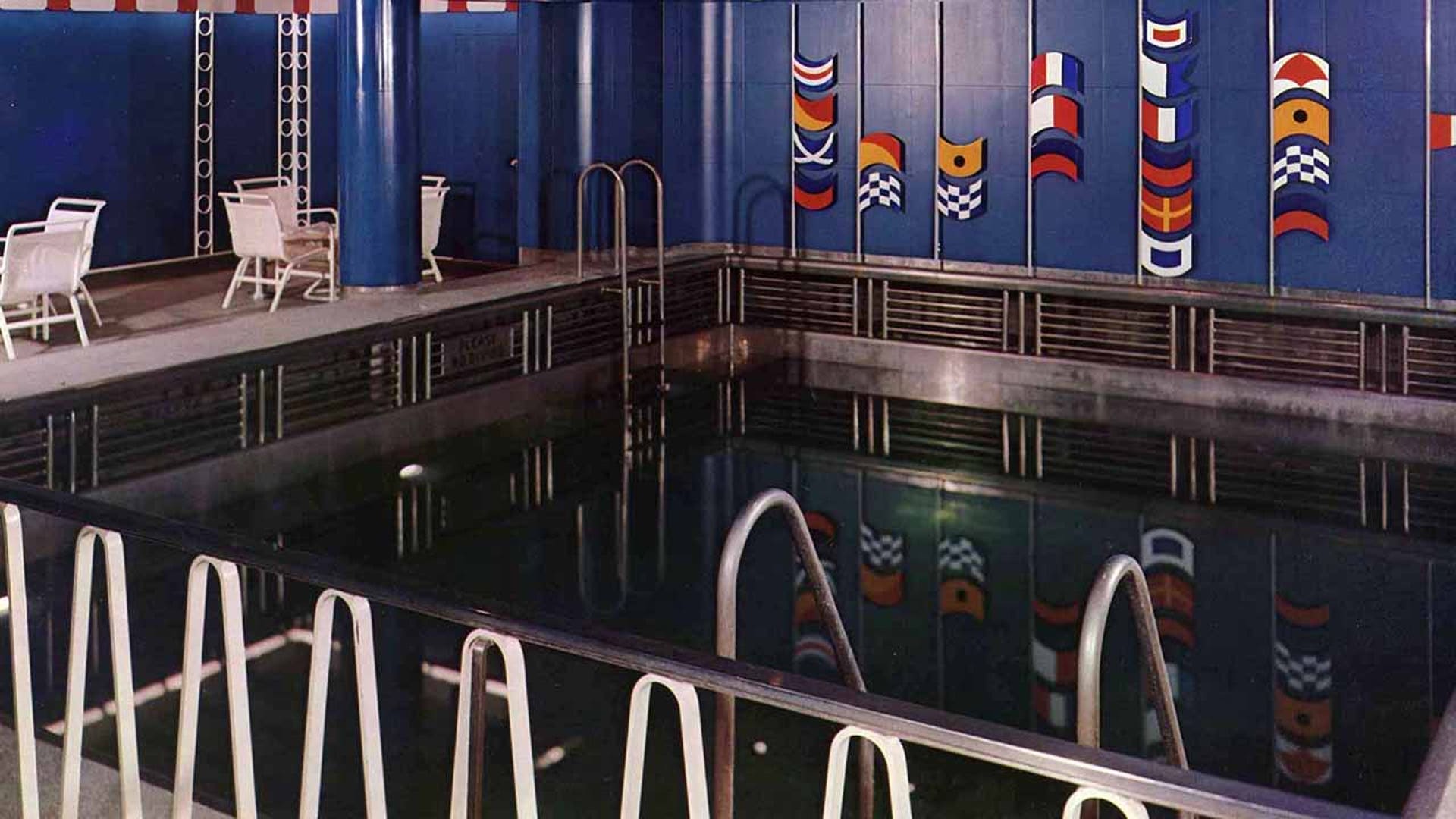 A small pool is shown as it appeared near the end of the ship's run.