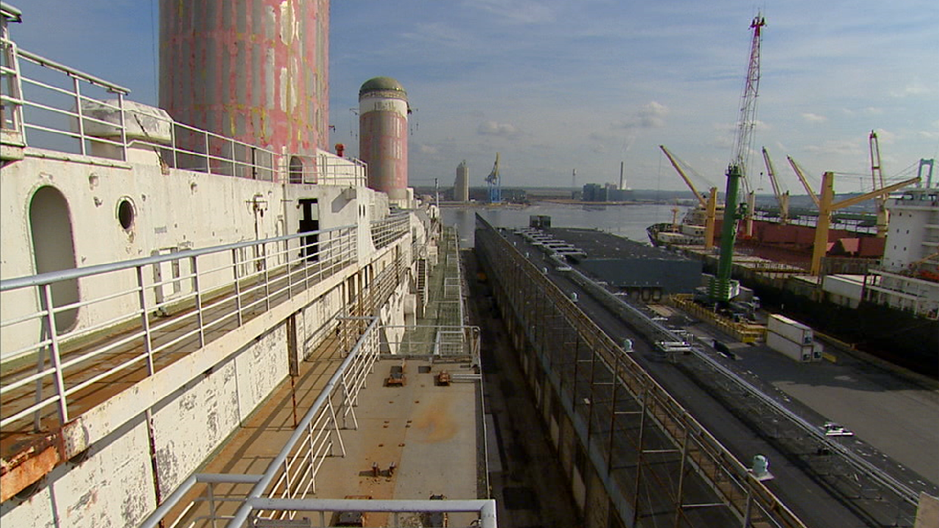 Today, the rusty liner is stored at a shipyard at a cost of $60,000 per month.
