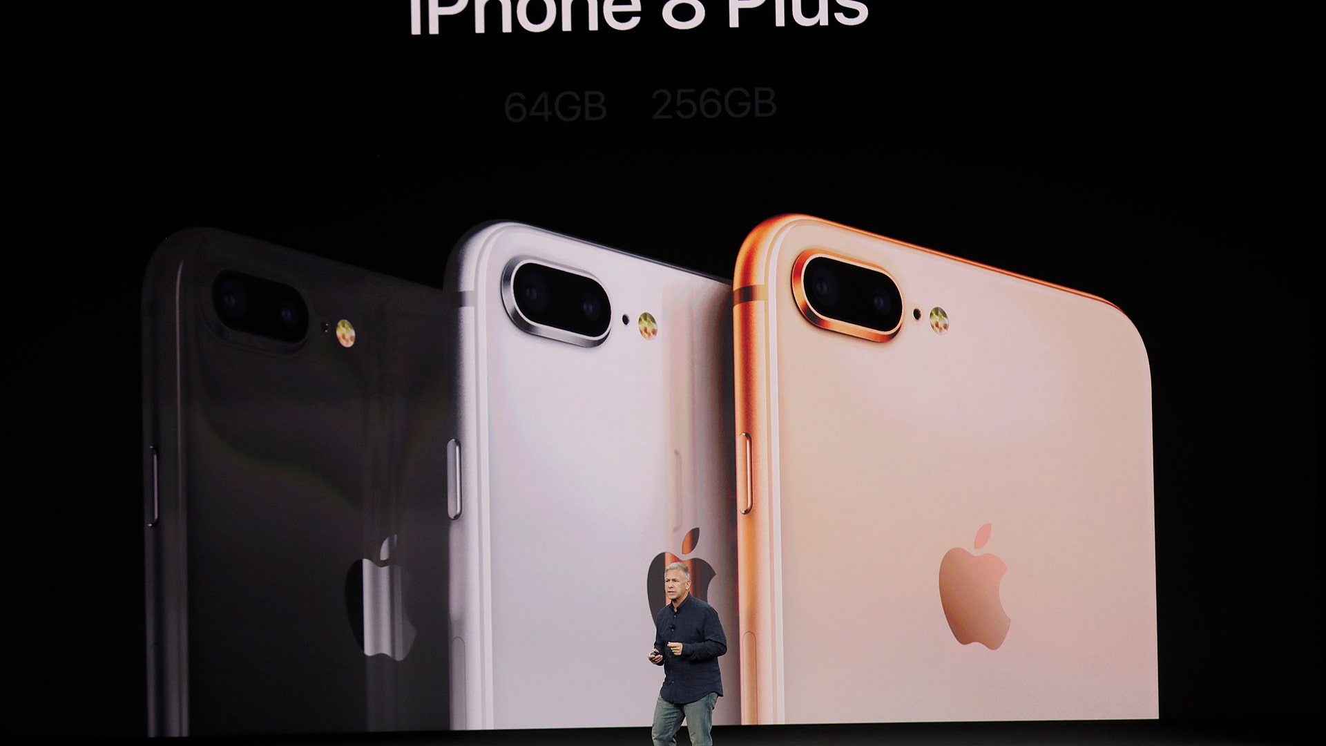 Phil Schiller, Apple's senior vice president of worldwide marketing, announces features of the new iPhone 8 on Tuesday, in Cupertino