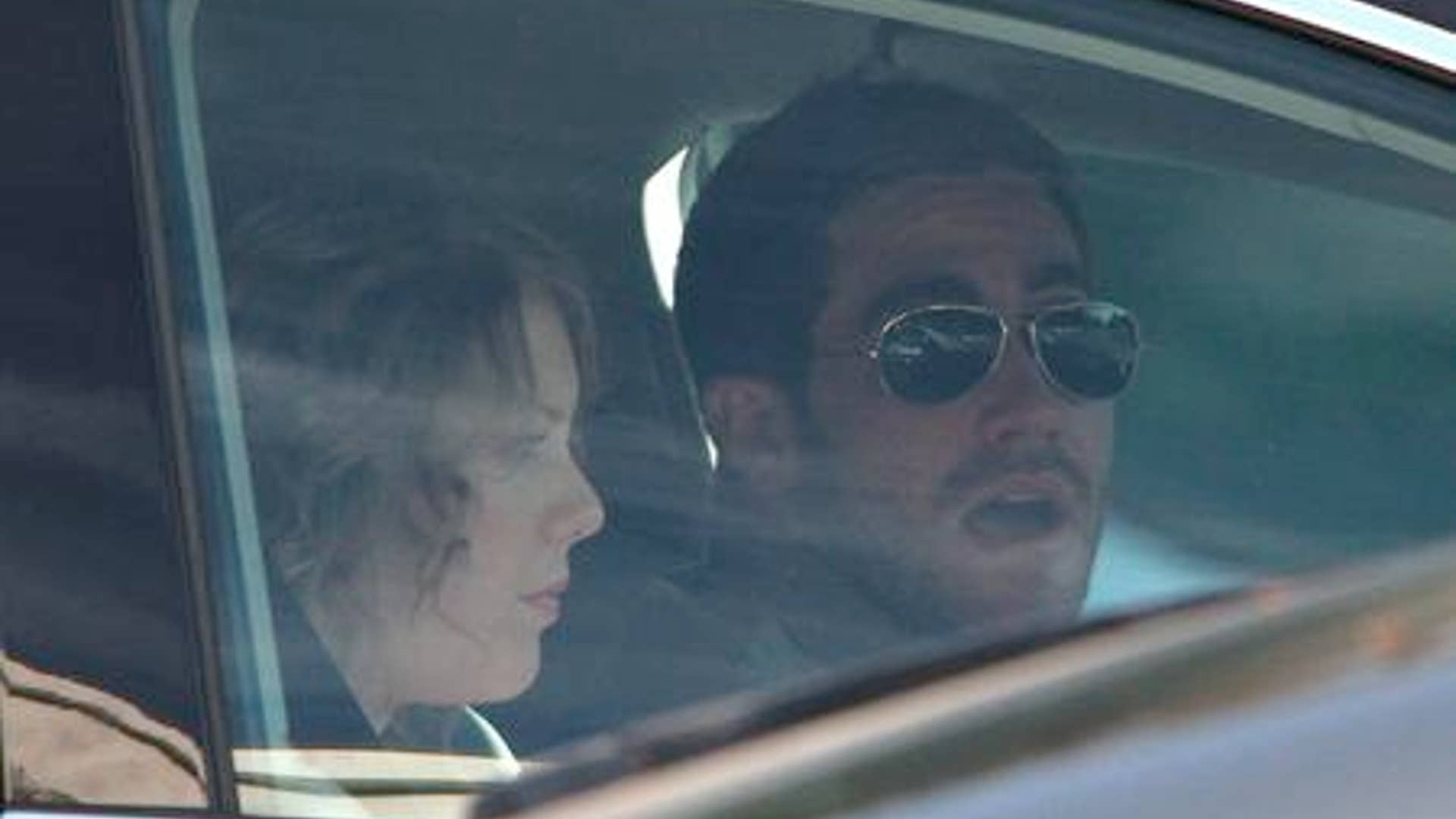 Lovebirds Taylor Swift , 20, and boyfriend Jake Gyllenhaal 30 in Los Angeles Dec 09 2010 in a car going for romantic outing X17online.com 