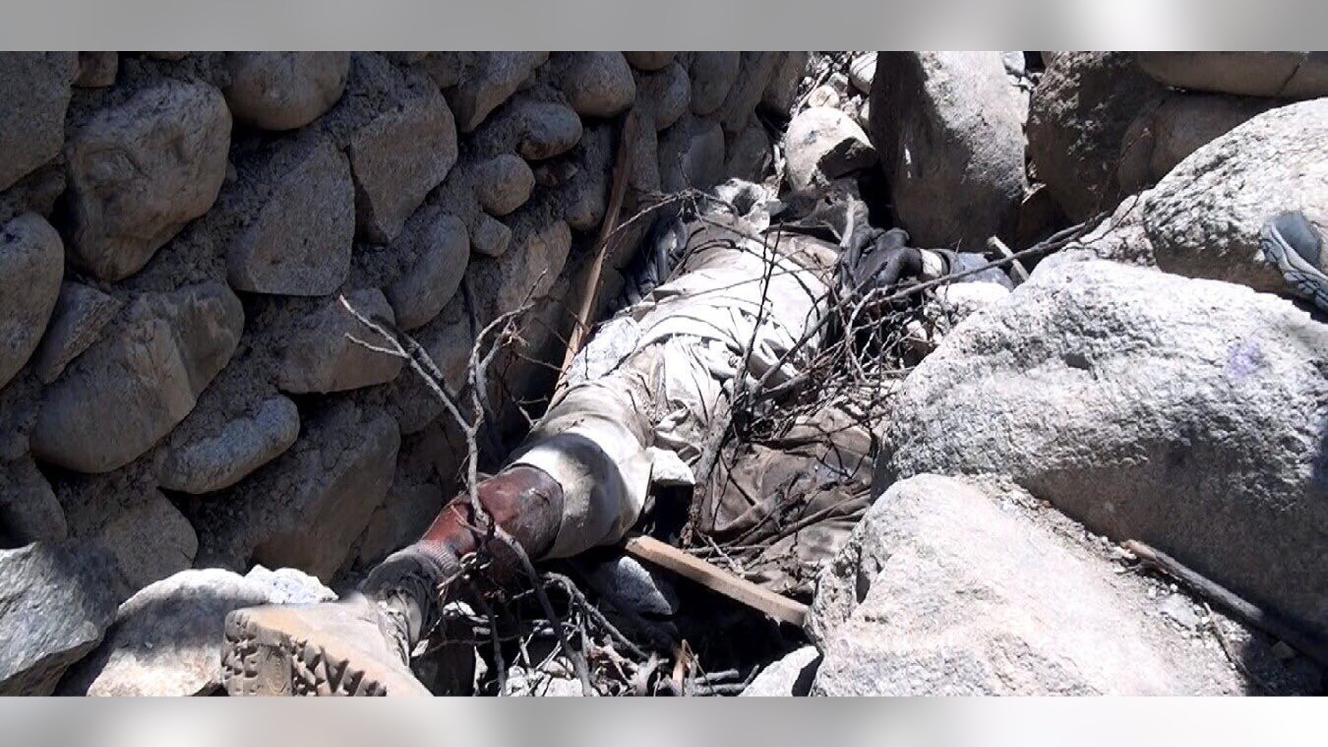 The body of a terrorist who died from the MOAB blast