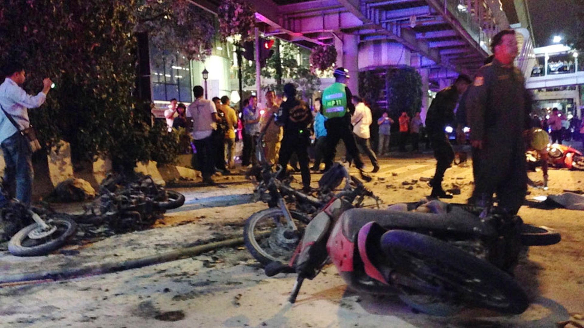 Bomb blast rocks commercial hub in Bangkok, Thailand.