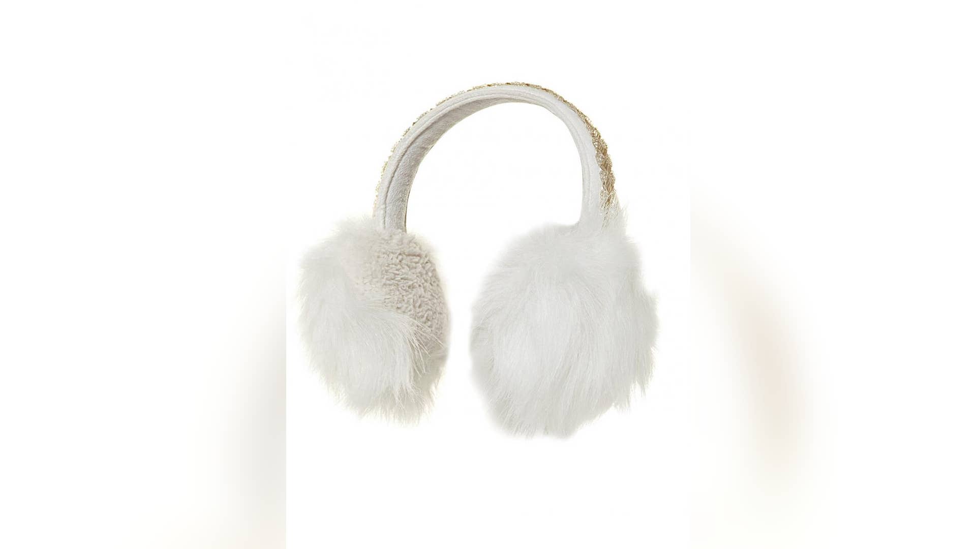 White Embellished Faux Fur Earmuffs