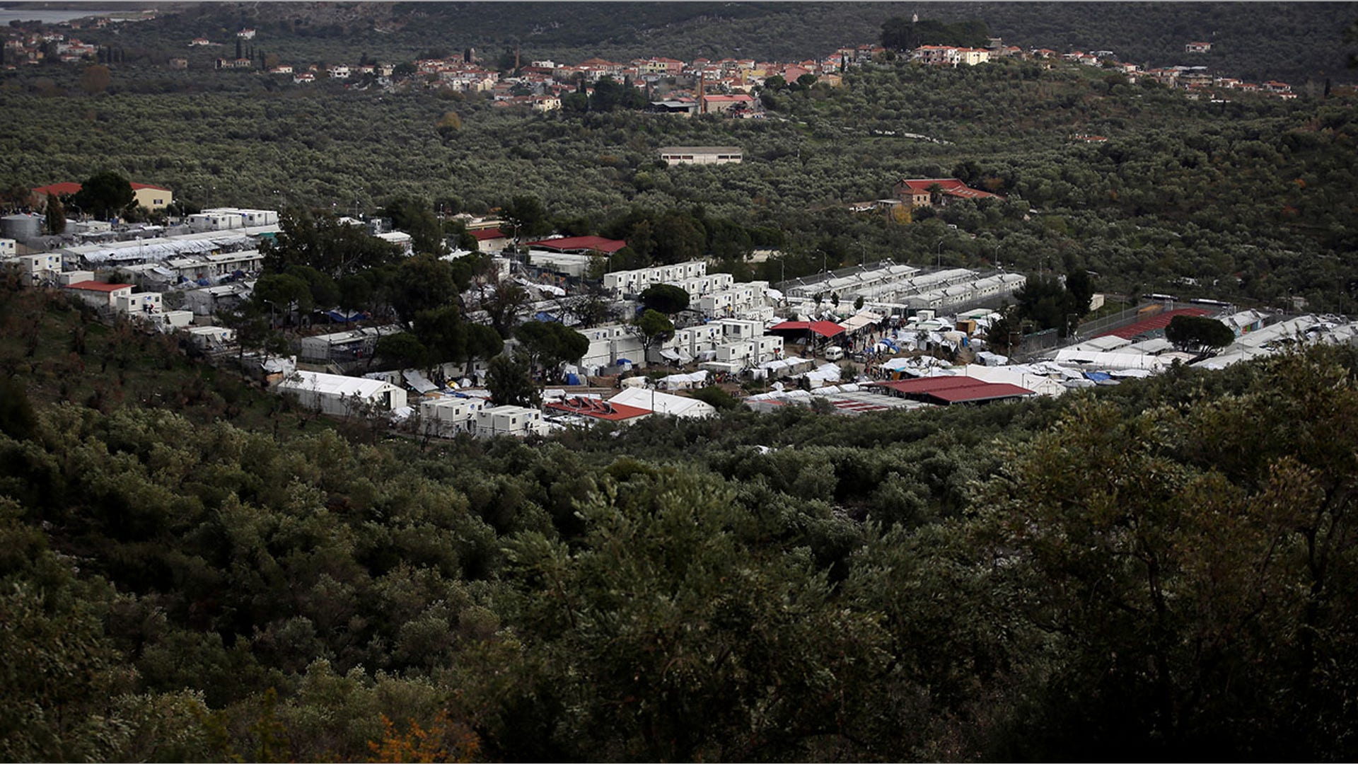 Migrant camp on Greek island