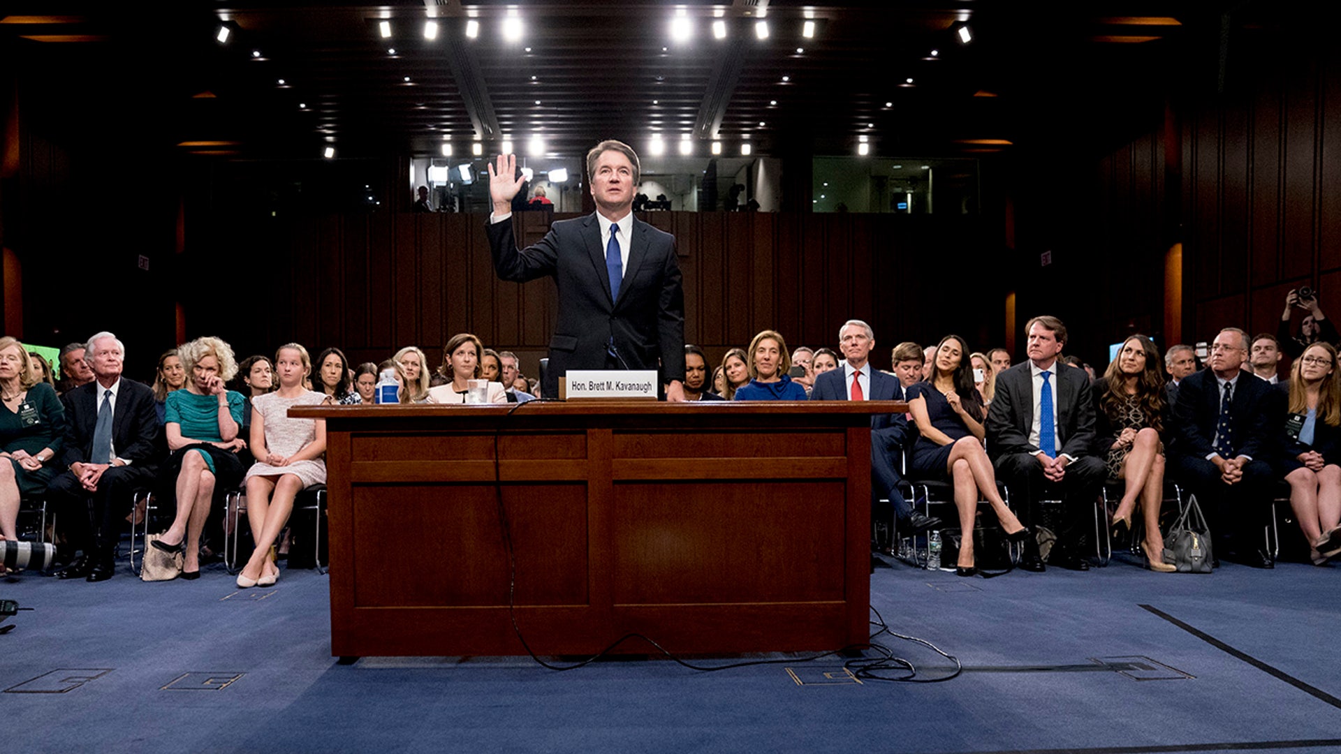 Brett Kavanaugh is sworn-in before the Senate Judiciary Committee on Capitol Hill 