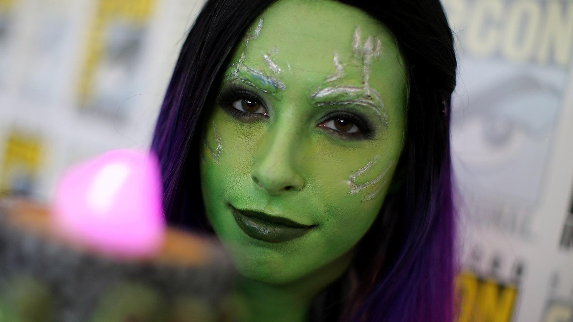 An attendee at the opening of Comic-Con International in San Diego, California, July 20