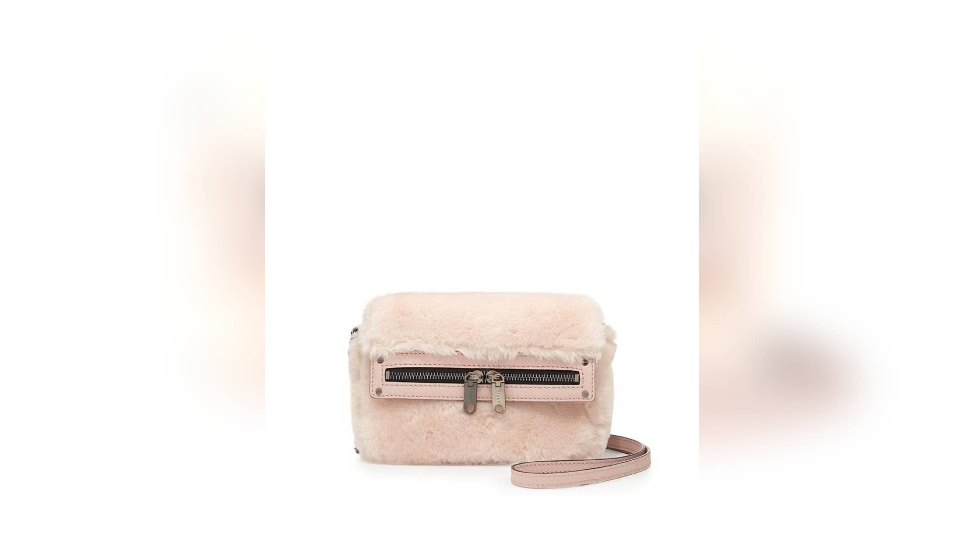 Milly Skylar Faux Fur Mini Crossbody Bag in Blush