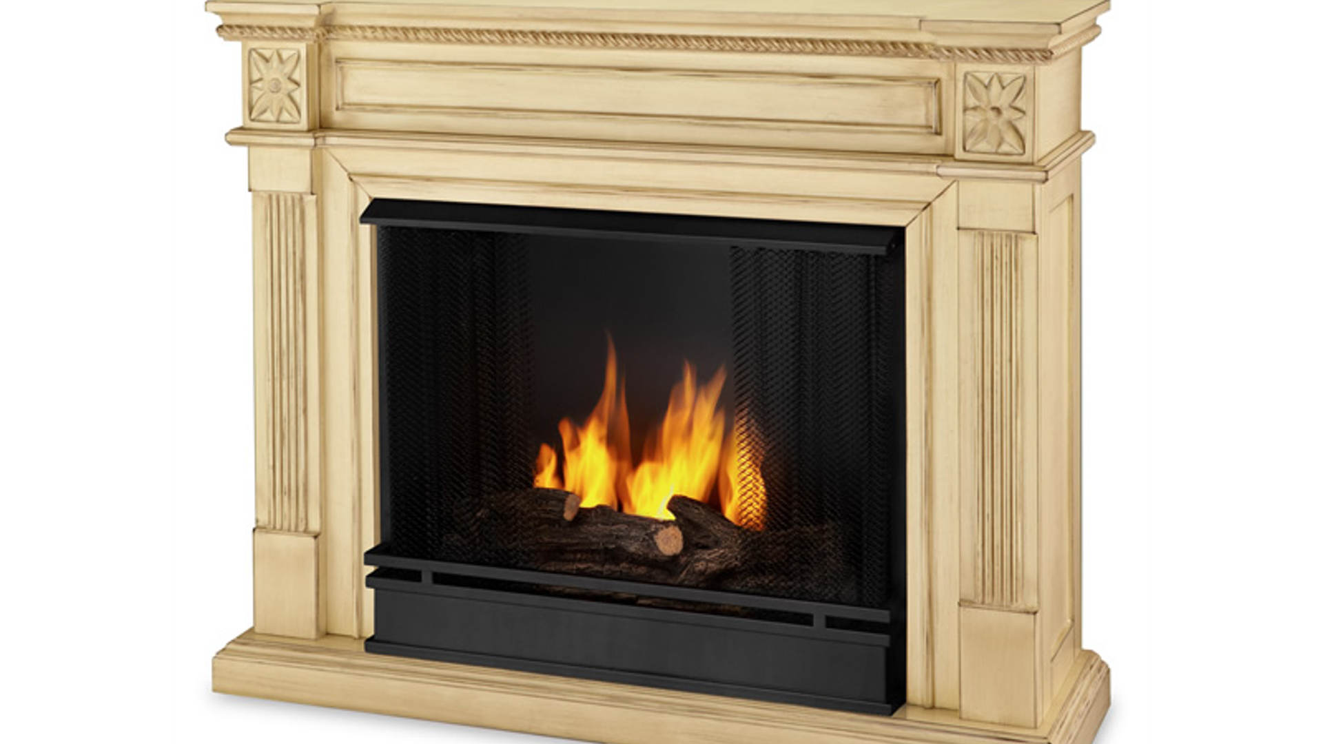 Elise Gel Fuel Fireplace - Antique White Finish