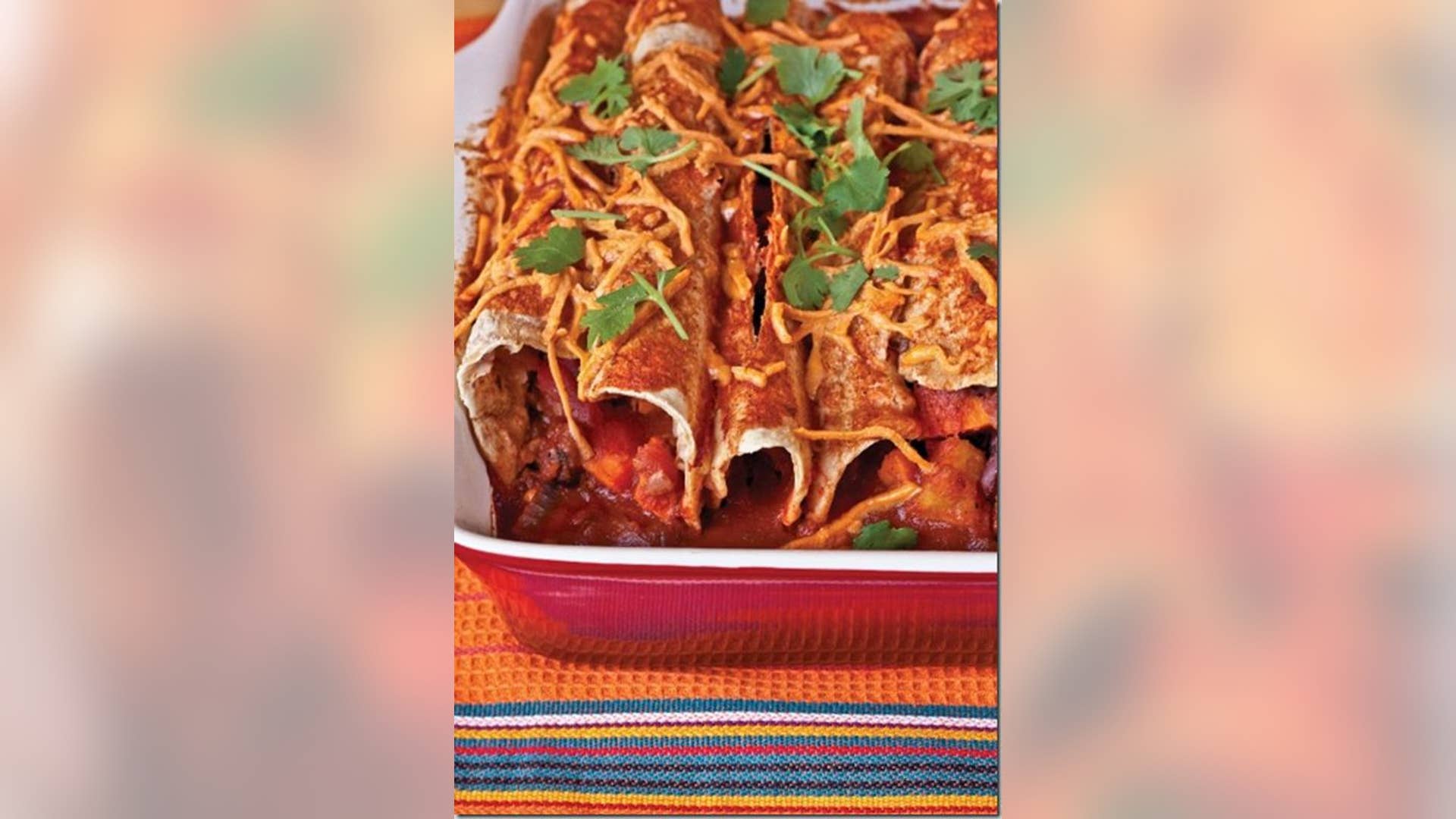 One Pan Roasted Sweet Potato and Black Bean Enchiladas