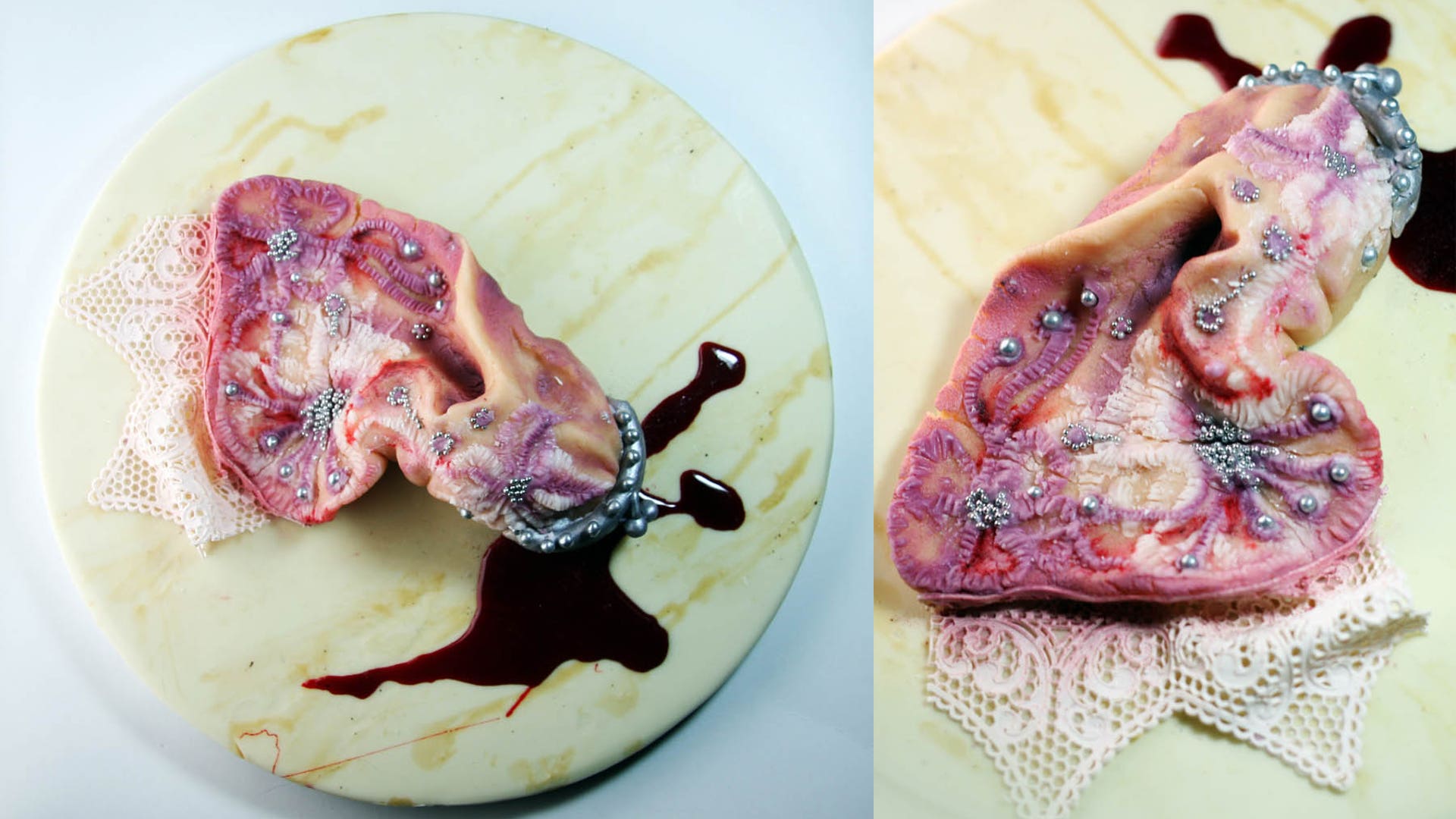 Decorated pig's ears. 