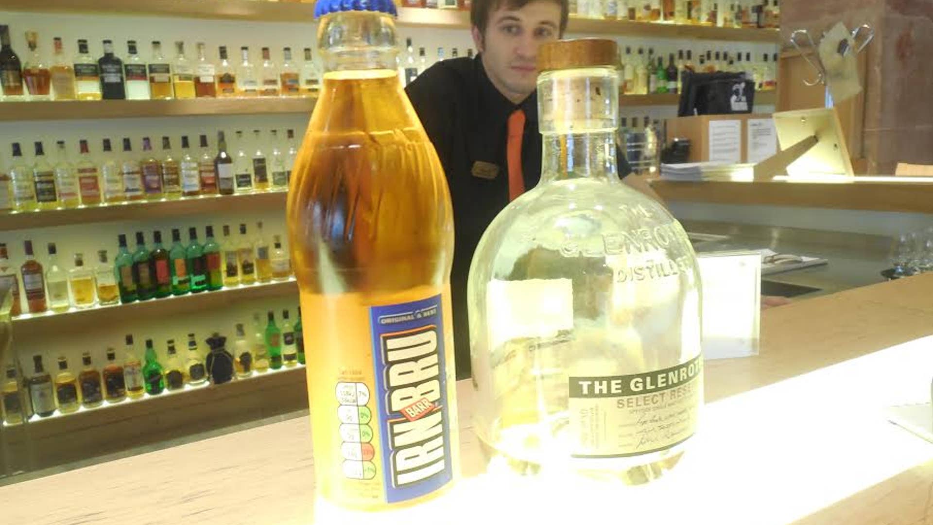 Soft drink for kids and whisky for adults at Scotch Whisky Experience in Edinborough