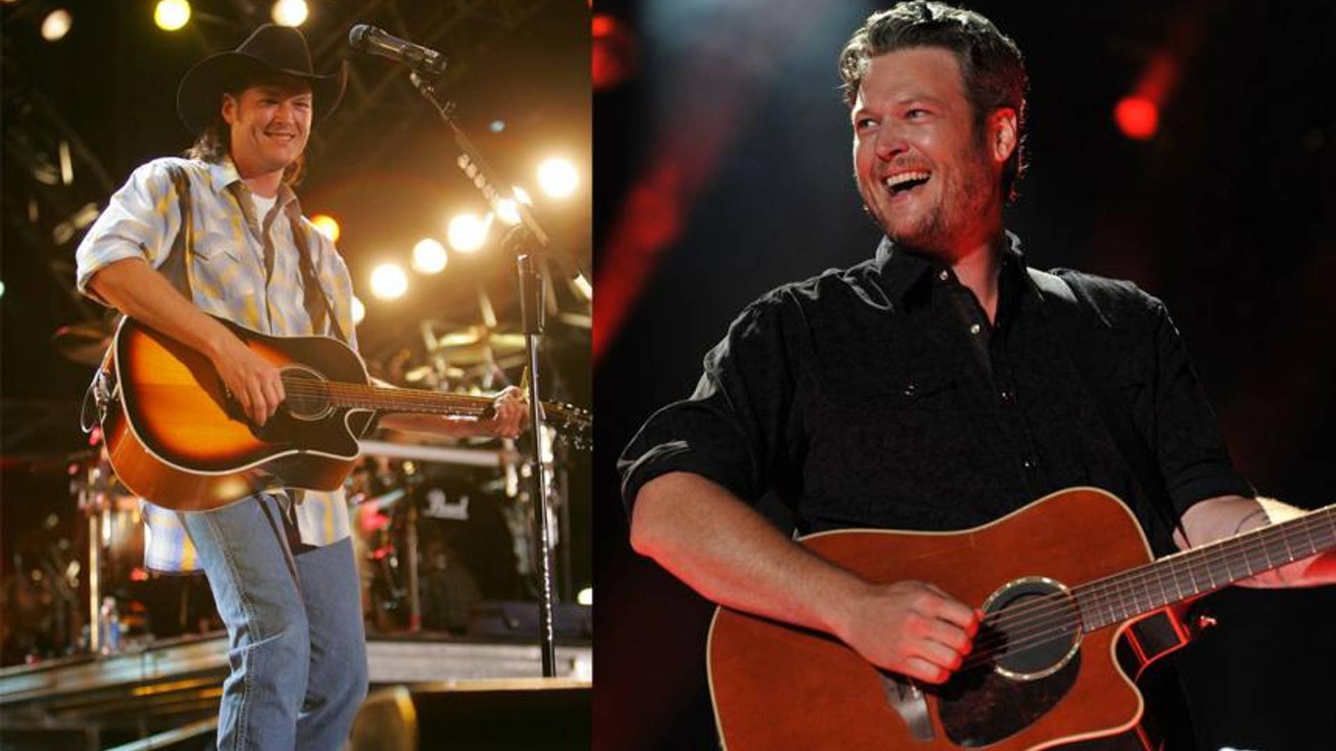Blake Shelton in 2005 and 2013