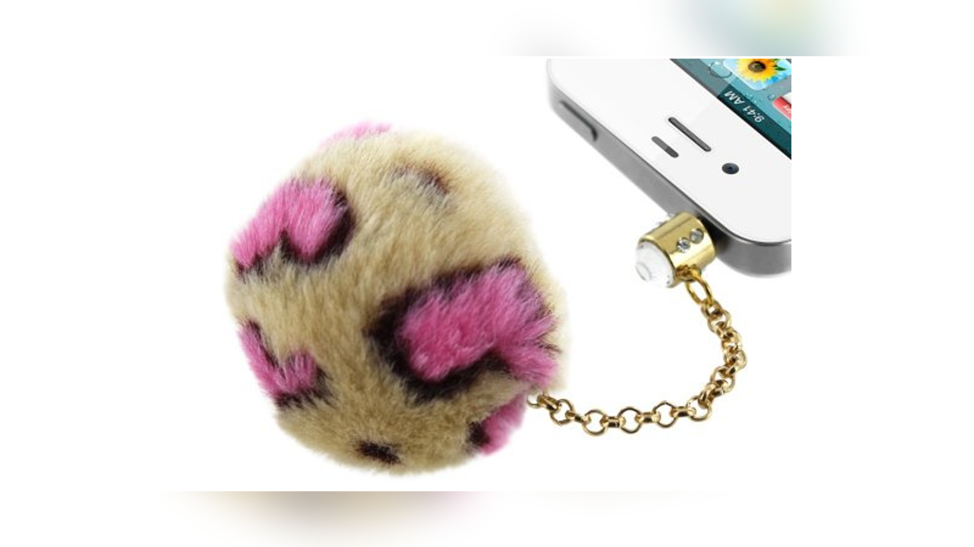 MiniSuit Fuzzy Leopard Furball Cell Phone Dustplug