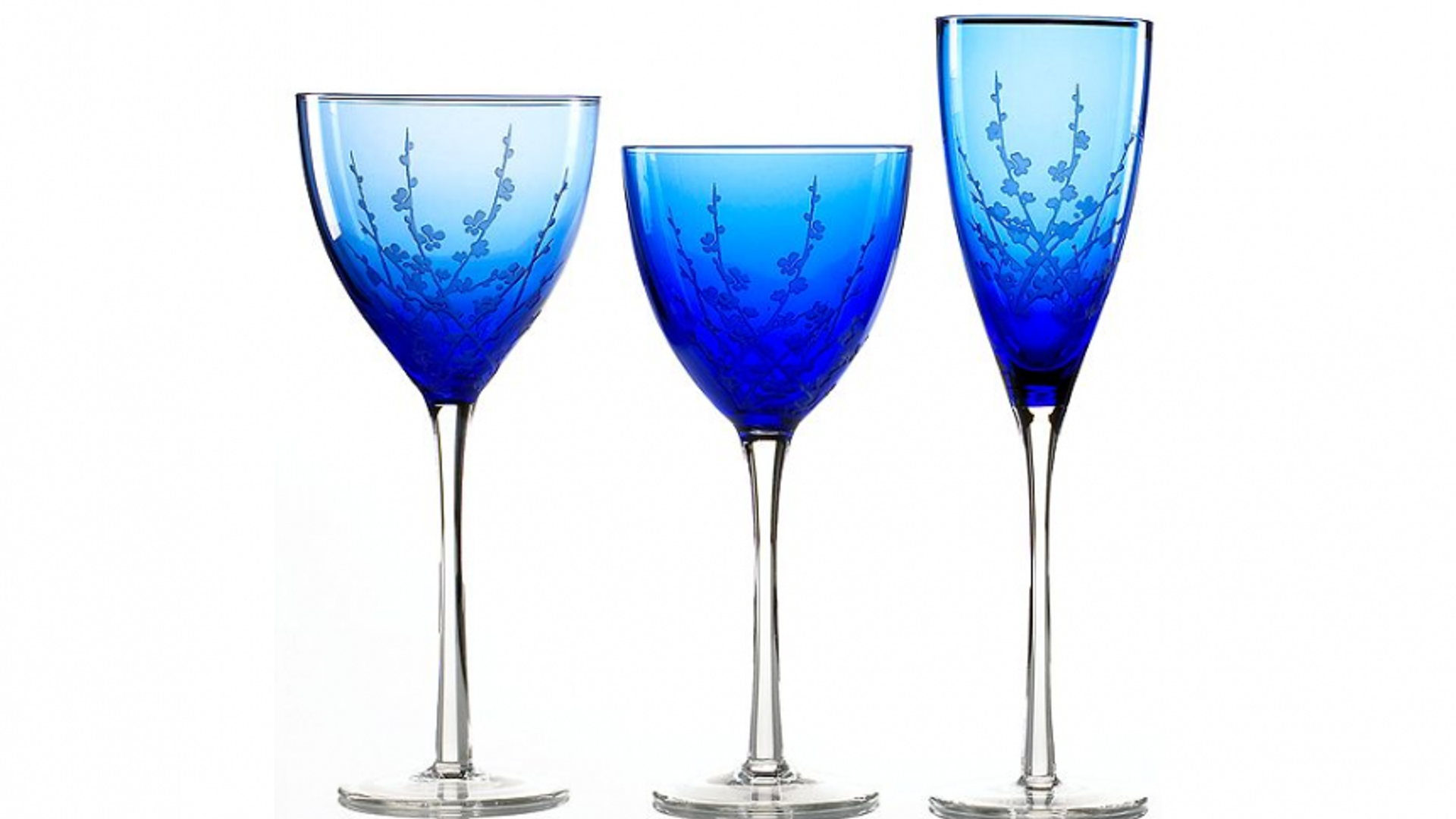 11. Mikasa Cherry Blossom Cobalt Stemware Collection