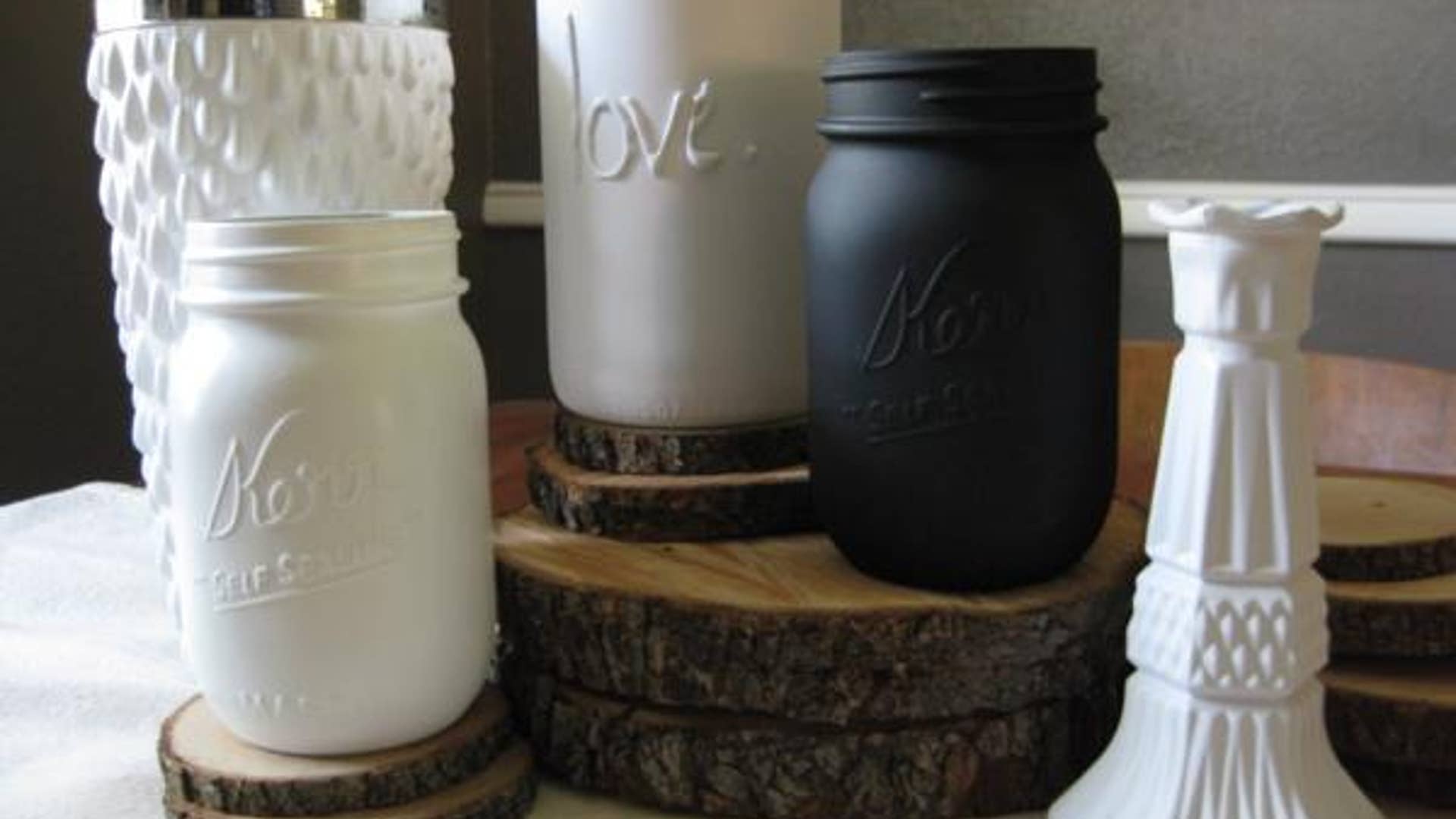 2. Mason Jars with Puffed Lettering