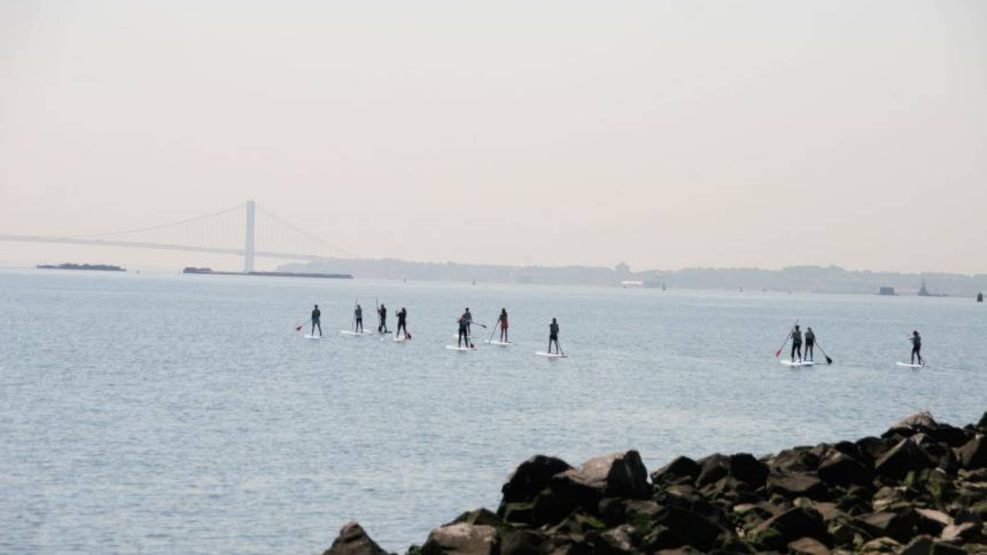 Paddleboarding at Liberty State Park