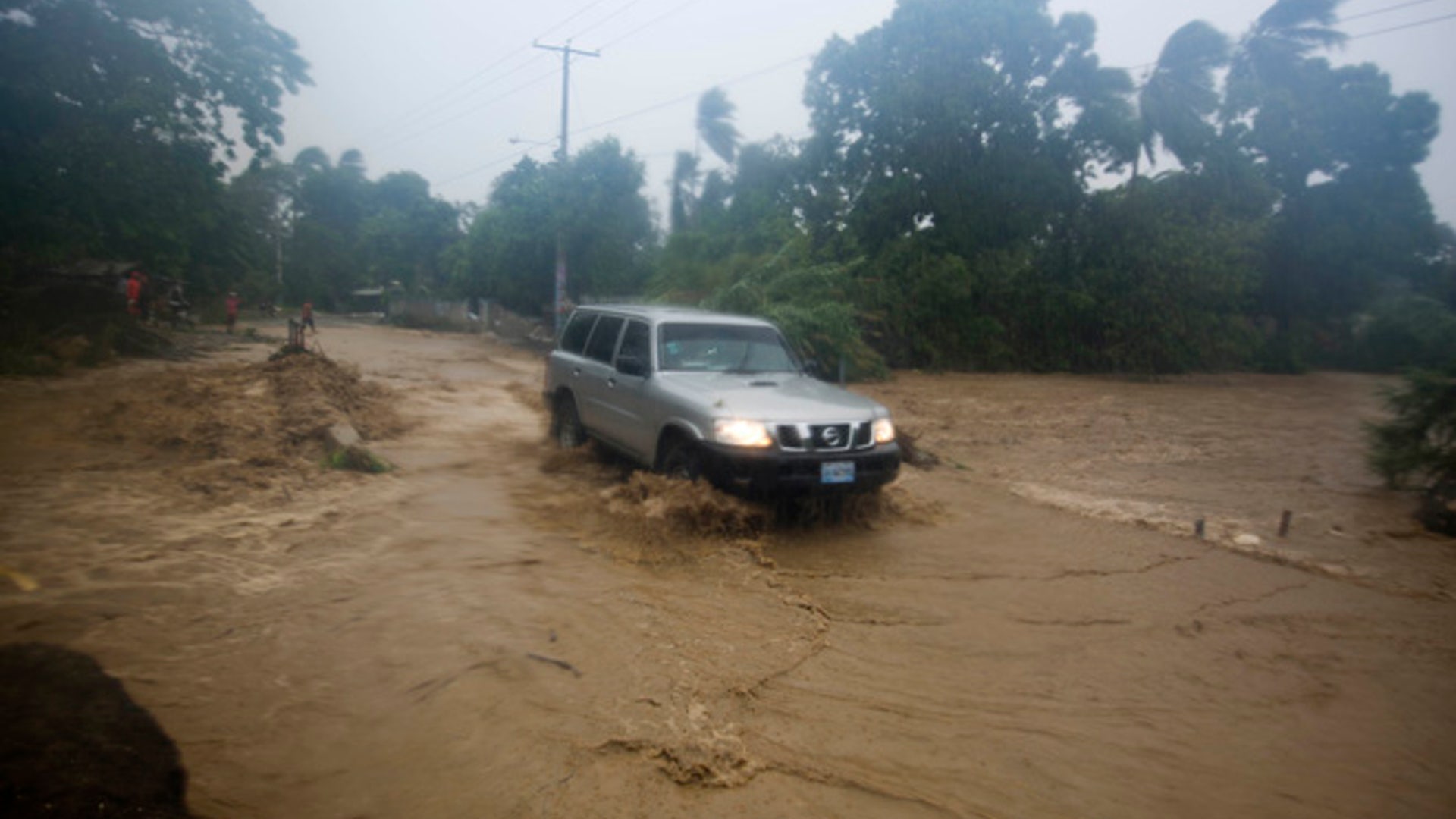 Driving through flood waters