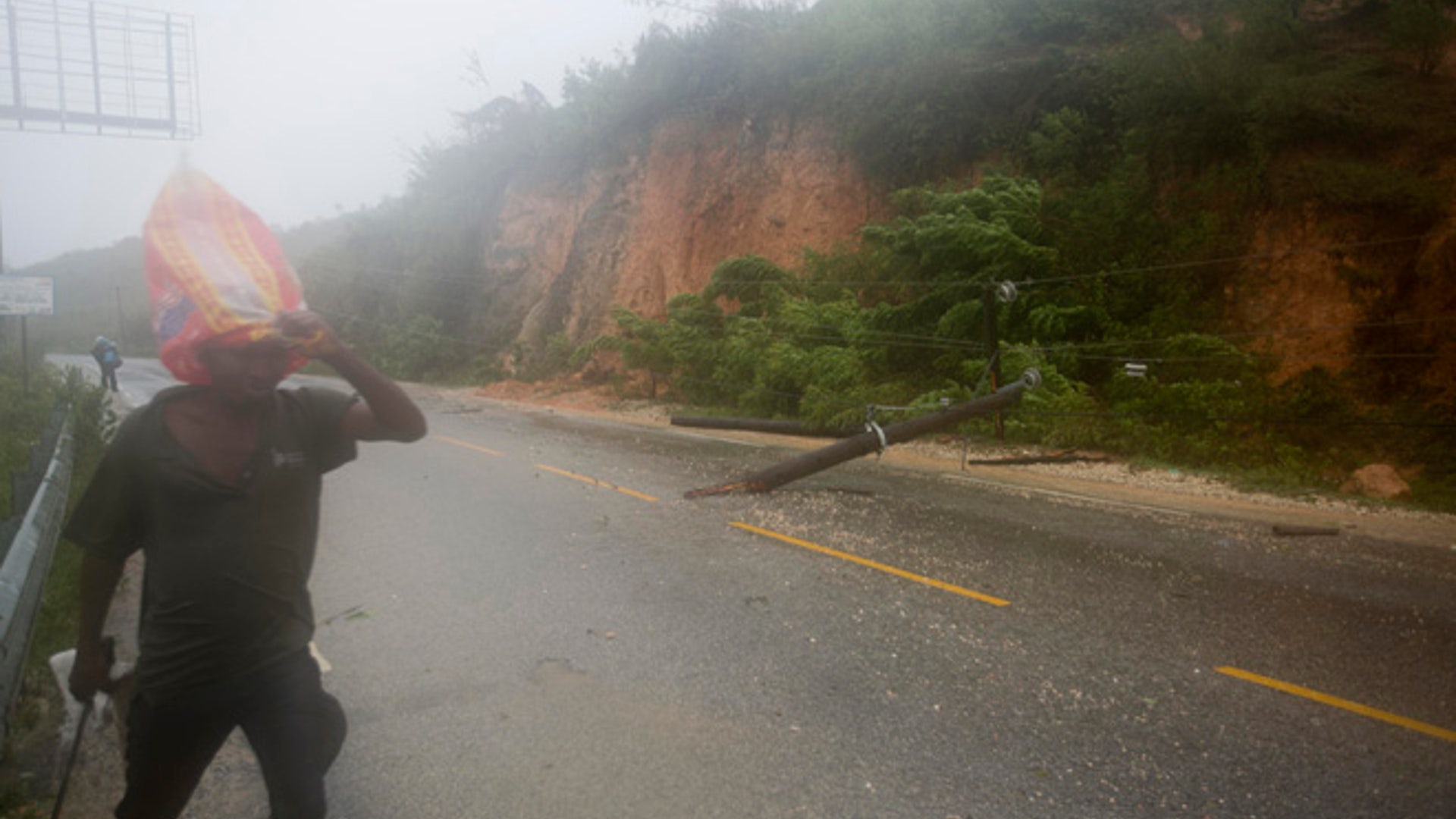 Collapsed hill due to rain