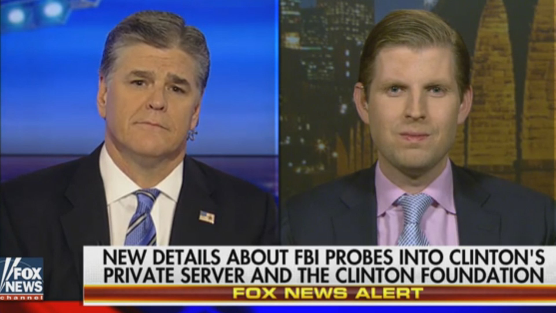 Trump Organization Executive Vice President Eric Trump said on 'Hannity' that having a presidential candidate under FBI investigation was 'unthinkable.'