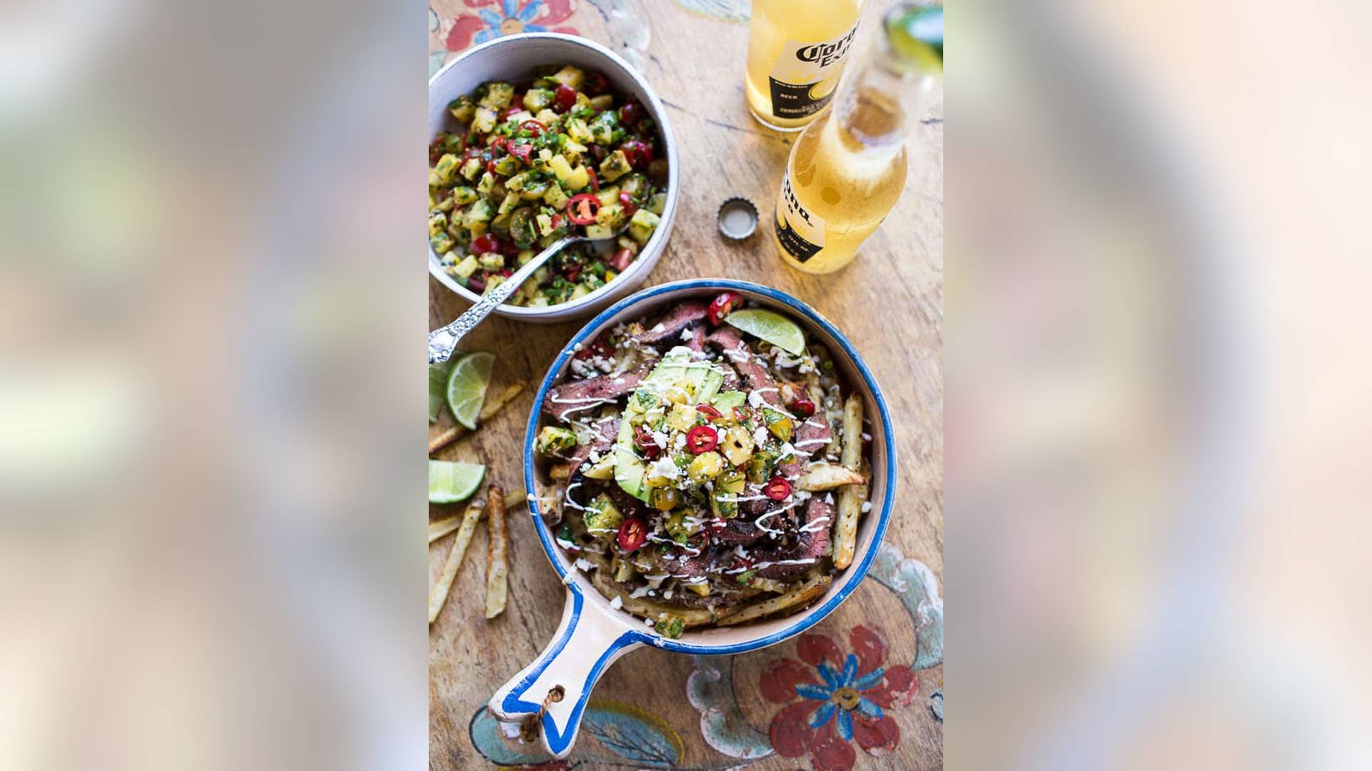 Hawaiian Carne Asada Fries With Pineapple Pico de Gallo