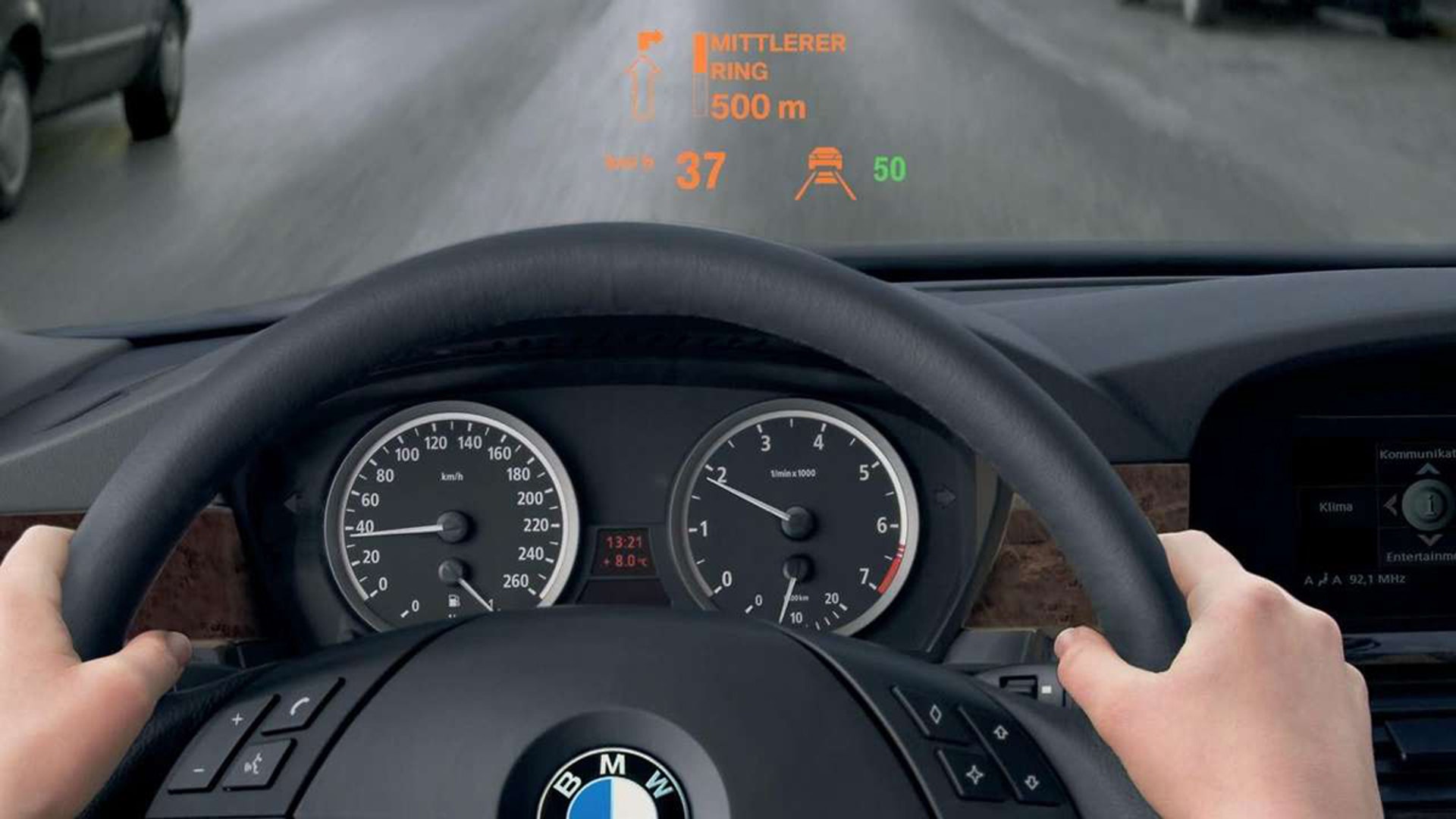Heads-up display shows your car speed