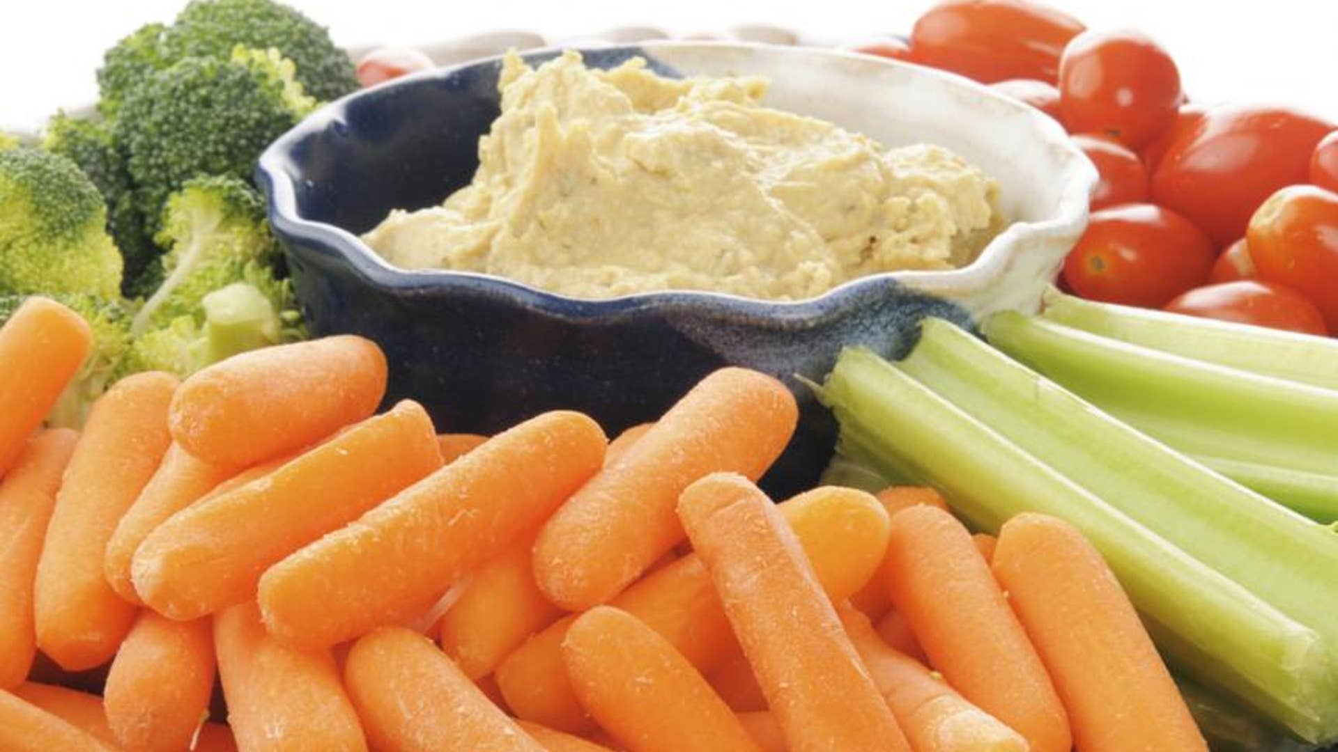 Baby carrots with flavored hummus