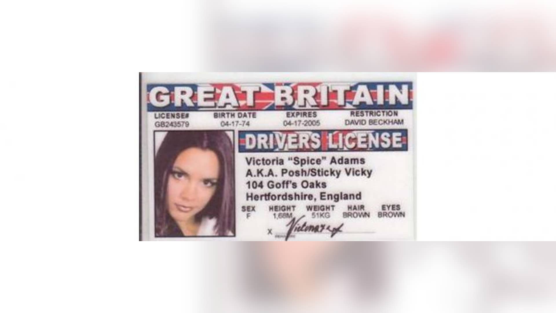 Victoria Beckham’s “Driver License”