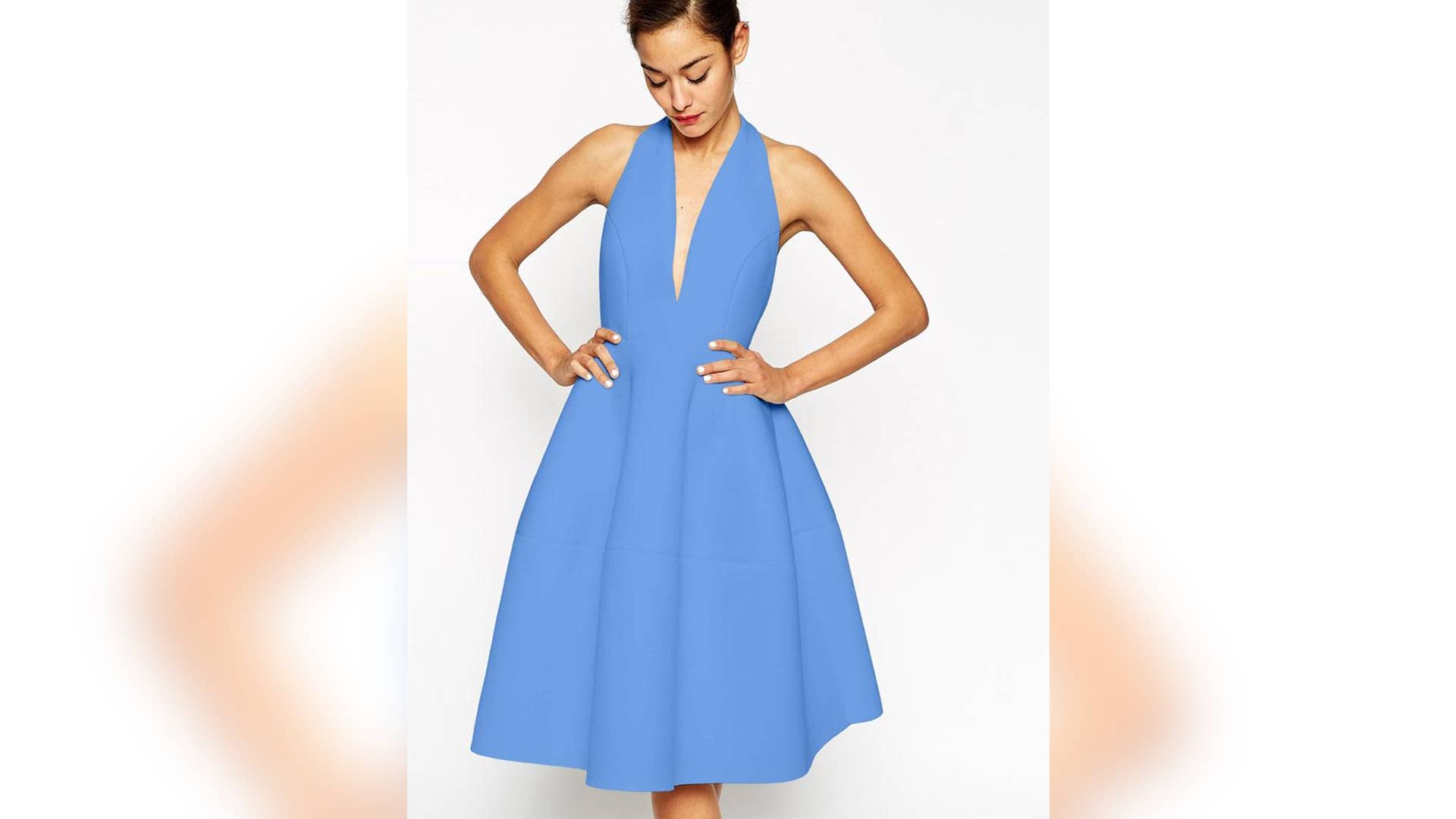Scuba Backless Halter Full Midi Dress