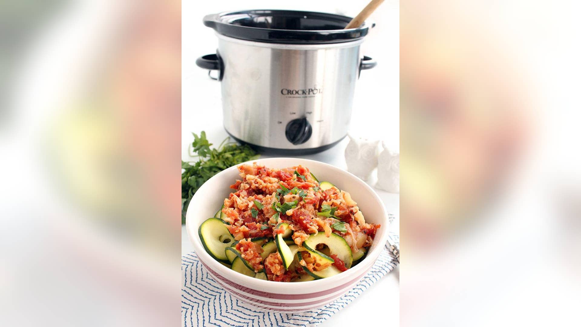 Crockpot Cauliflower Bolognese With Zucchini Noodles