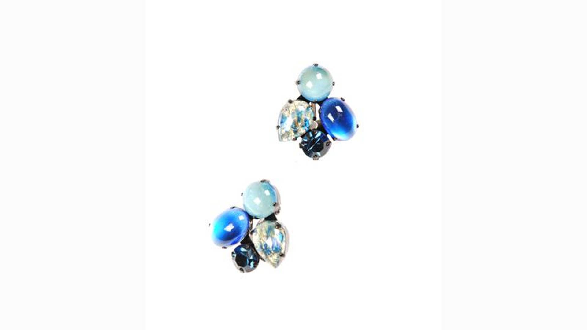 Jean-Louis Blin Multi-Jeweled Stud Clip Earrings