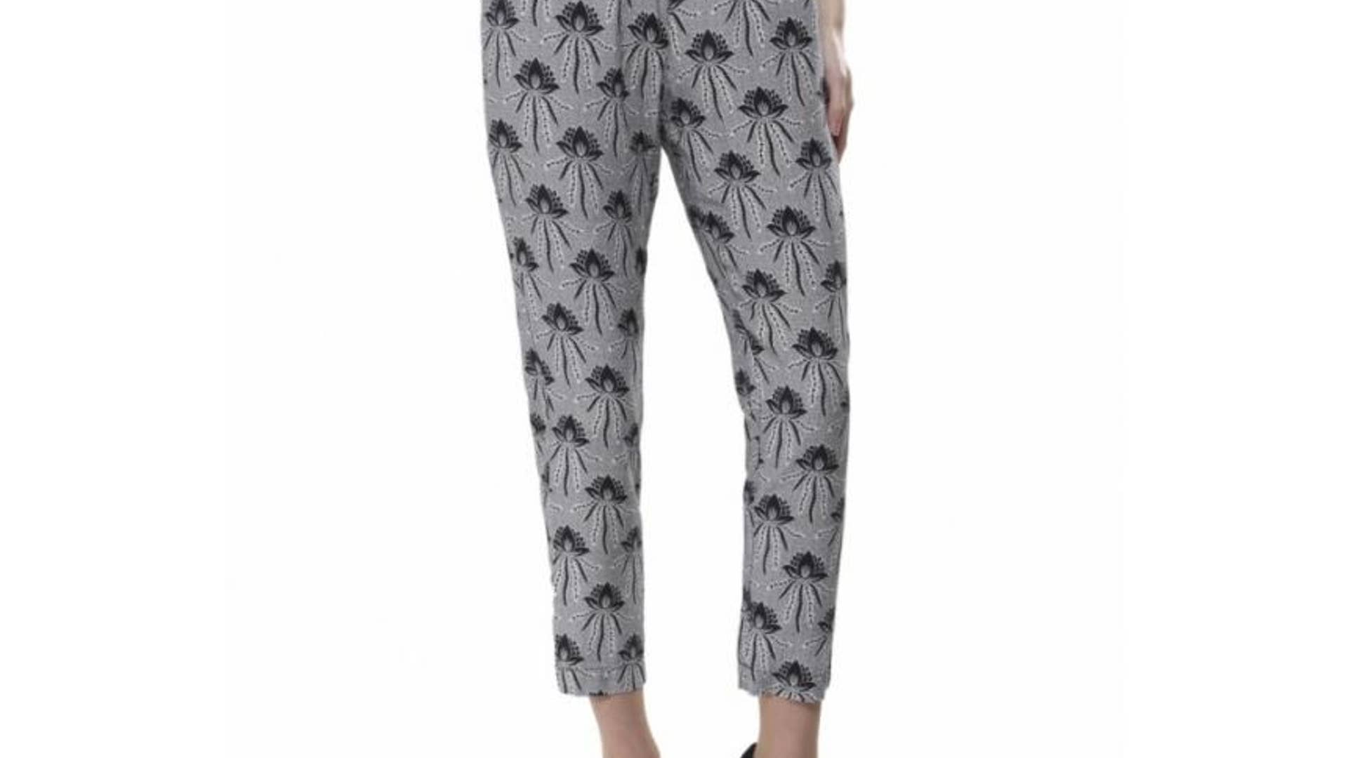 Ganni black margertia print trousers
