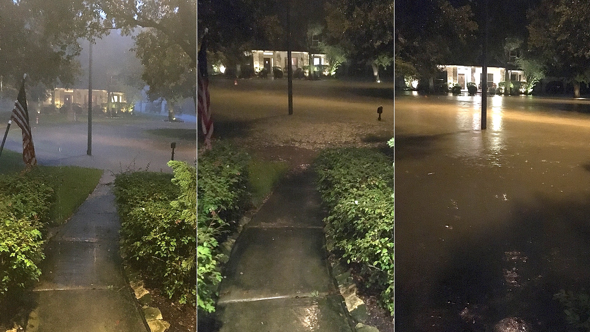 Rising flood waters outside a home in Katy, Texas, Sunday