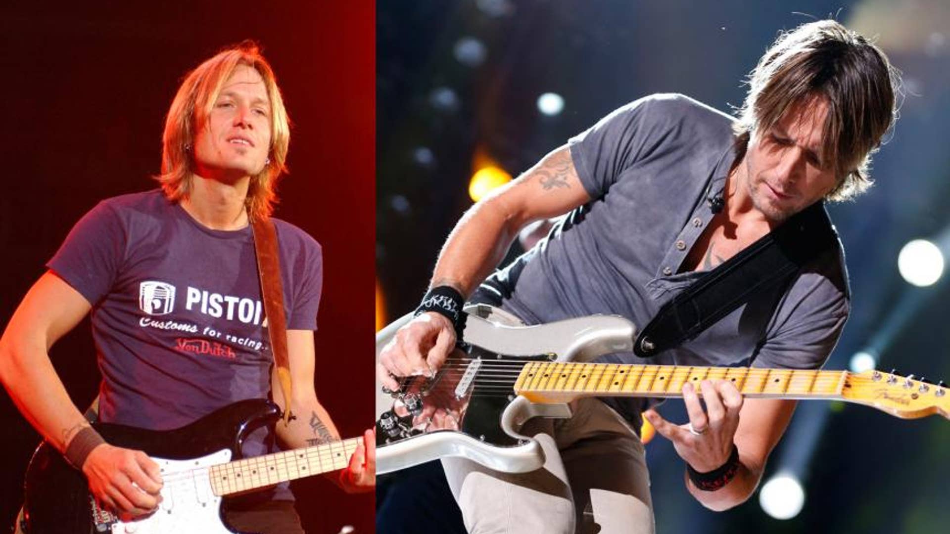 Keith Urban in 2003 and 2013
