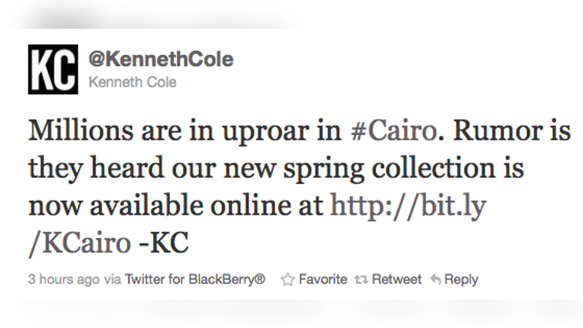 Kenneth Cole Twitter