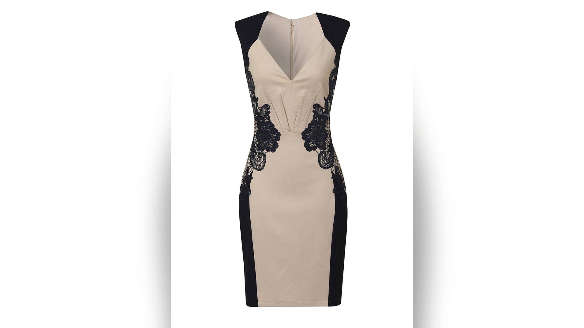 Cream and Navy Lace Dress