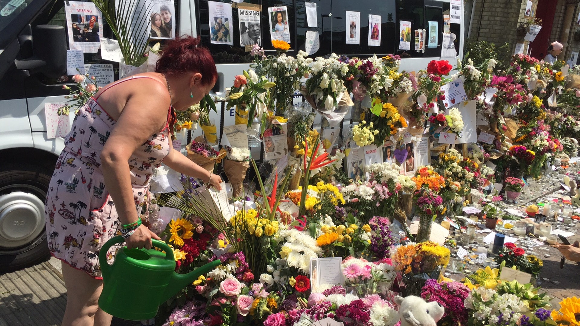 A makeshift shrine dedicated to the victims of the London fire