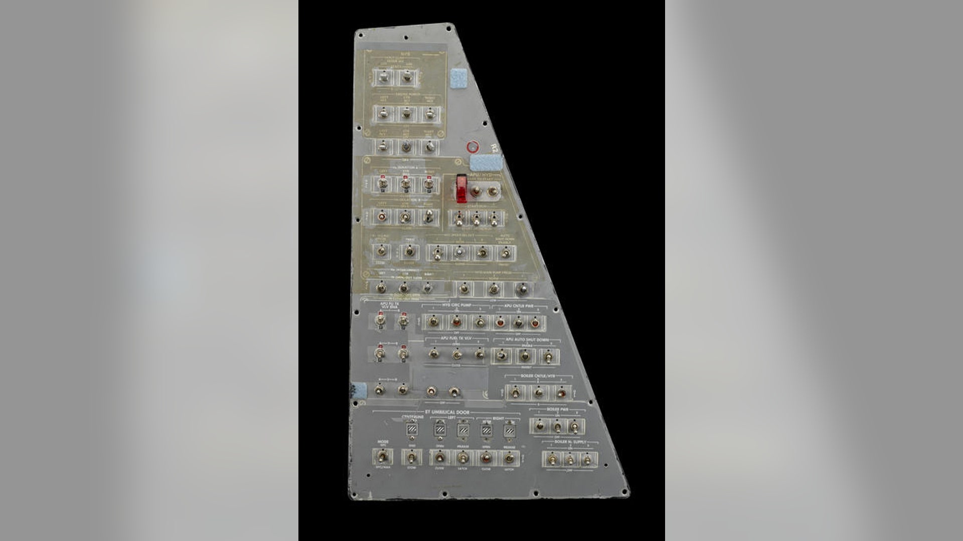 Pilot's right side R2 console panel from NASA space shuttle simulator