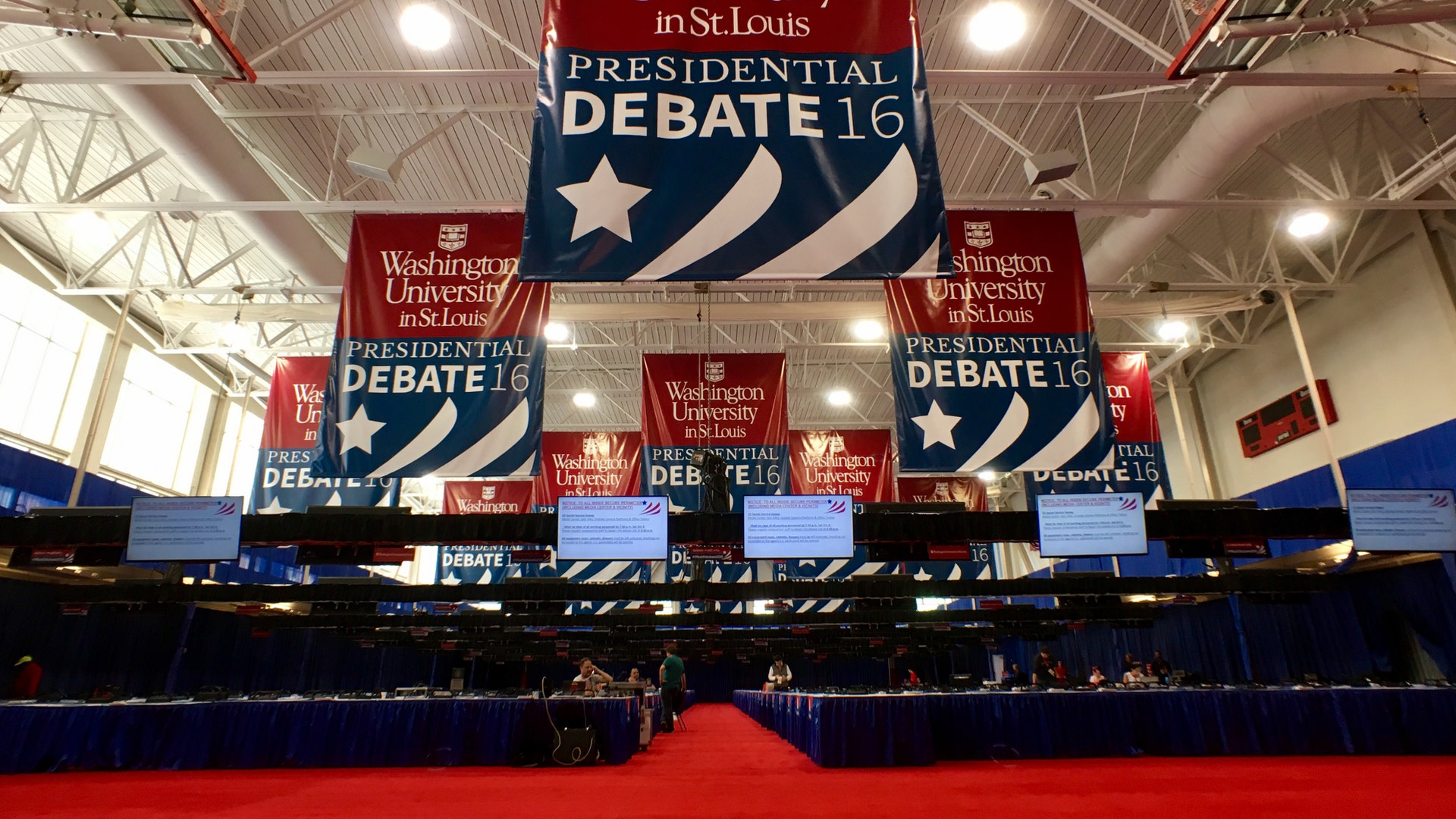 Media filing room at the second presidential debate