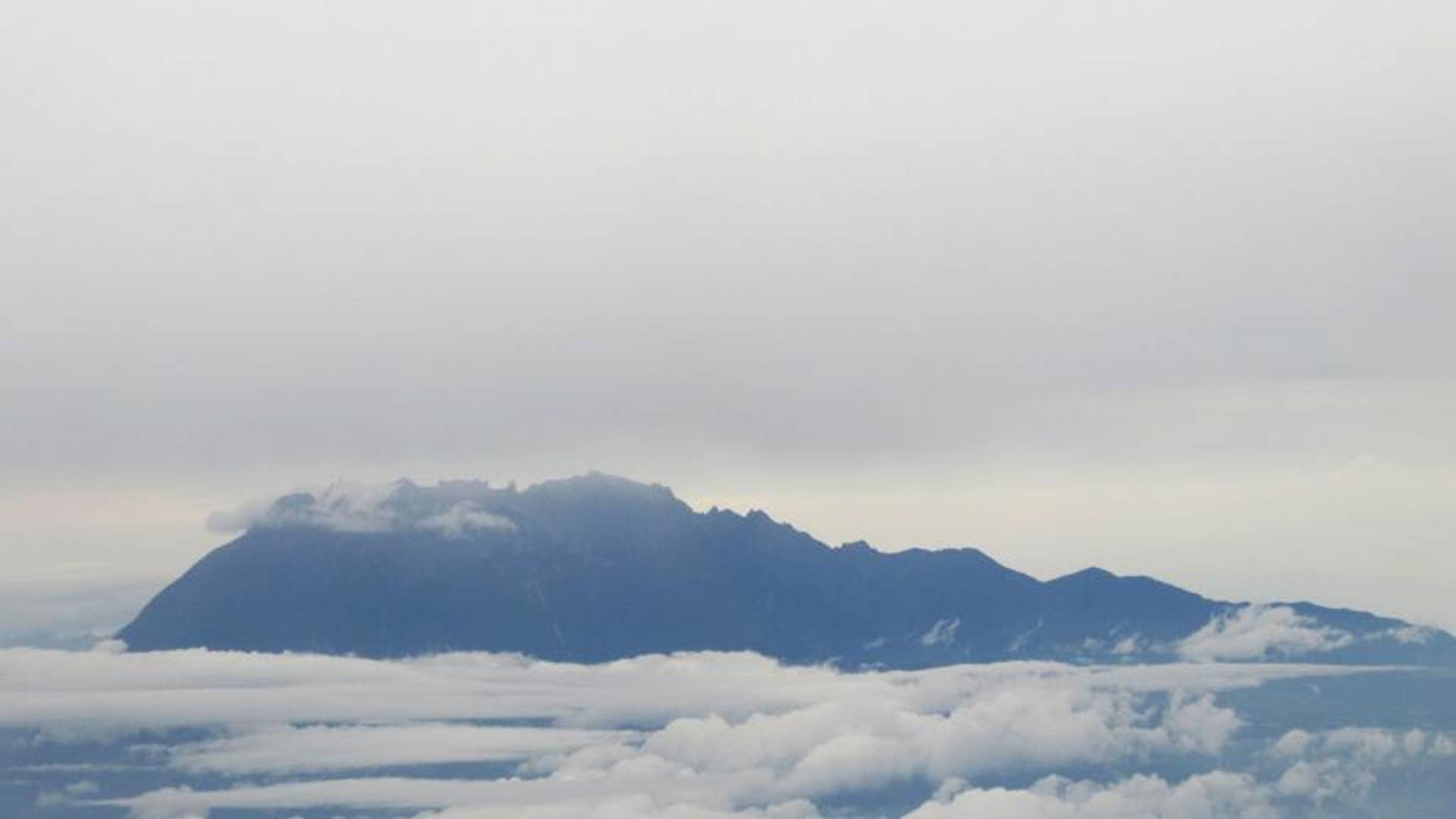 Mount Kinabalu is the highest point in Borneo. Taken by the Duchess on the flight to Solomon Islands.
