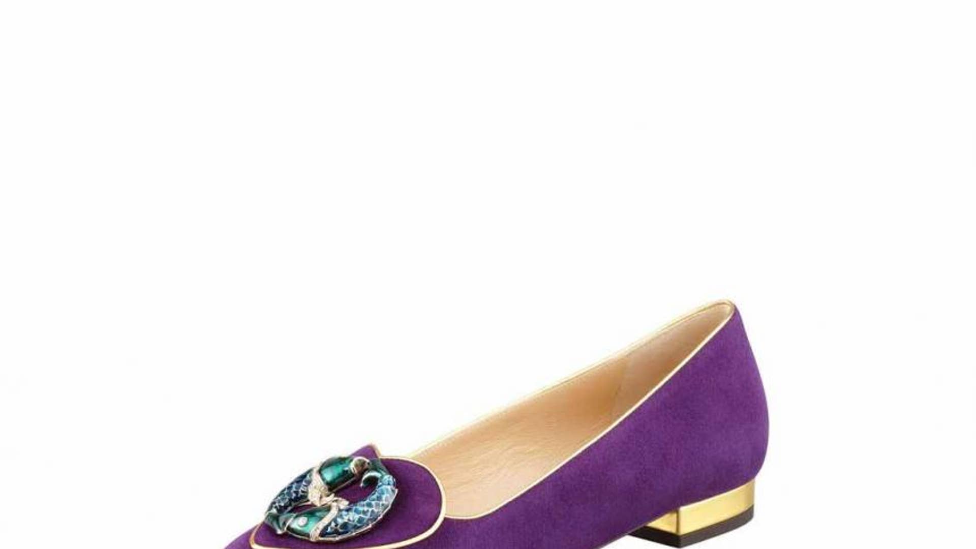 Charlotte Olympia Birthday Pisces Zodiac Suede Smoking Slipper, Purple