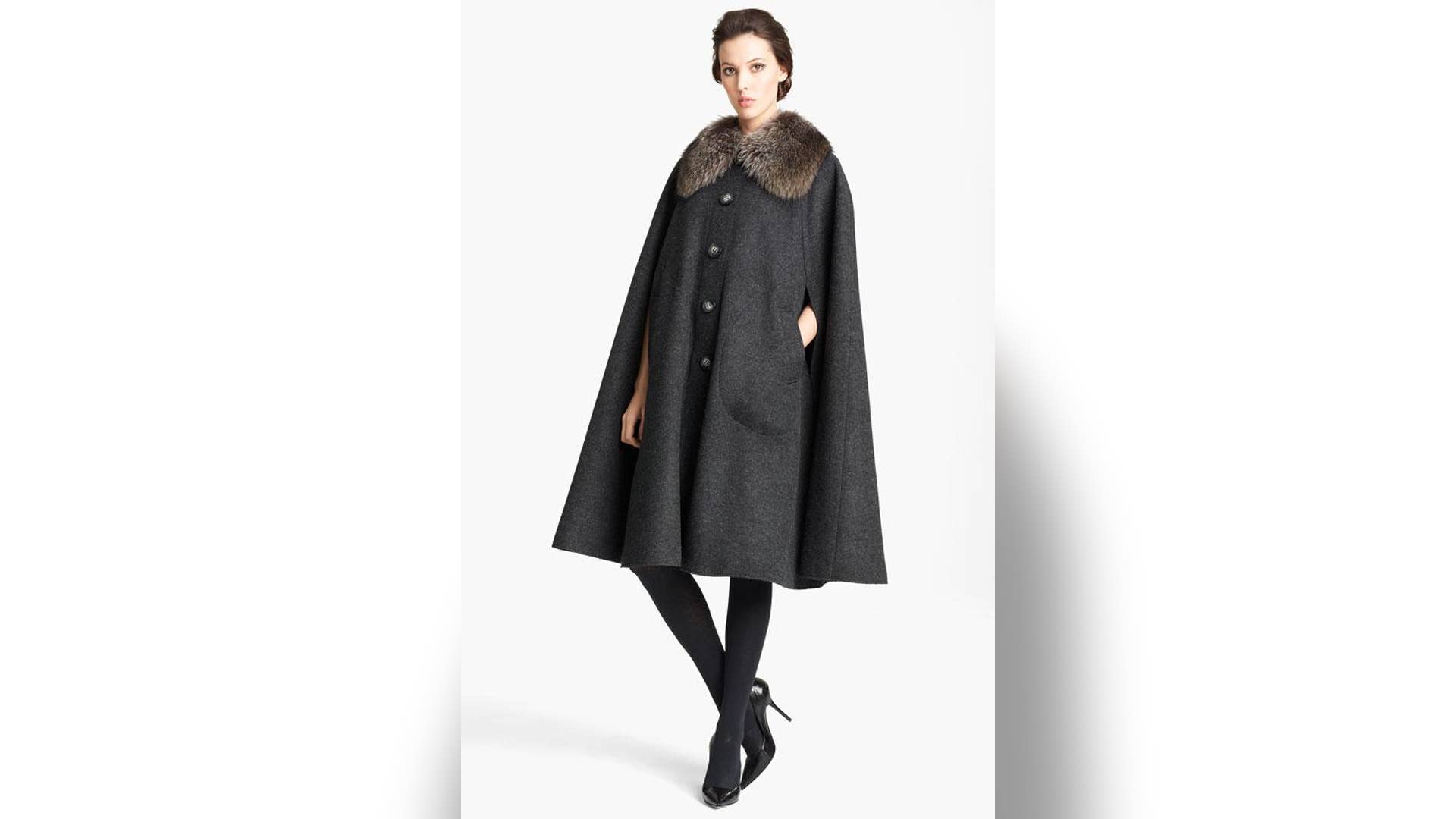 Dolce&Gabbana Genuine Fur Collar Wool Cape