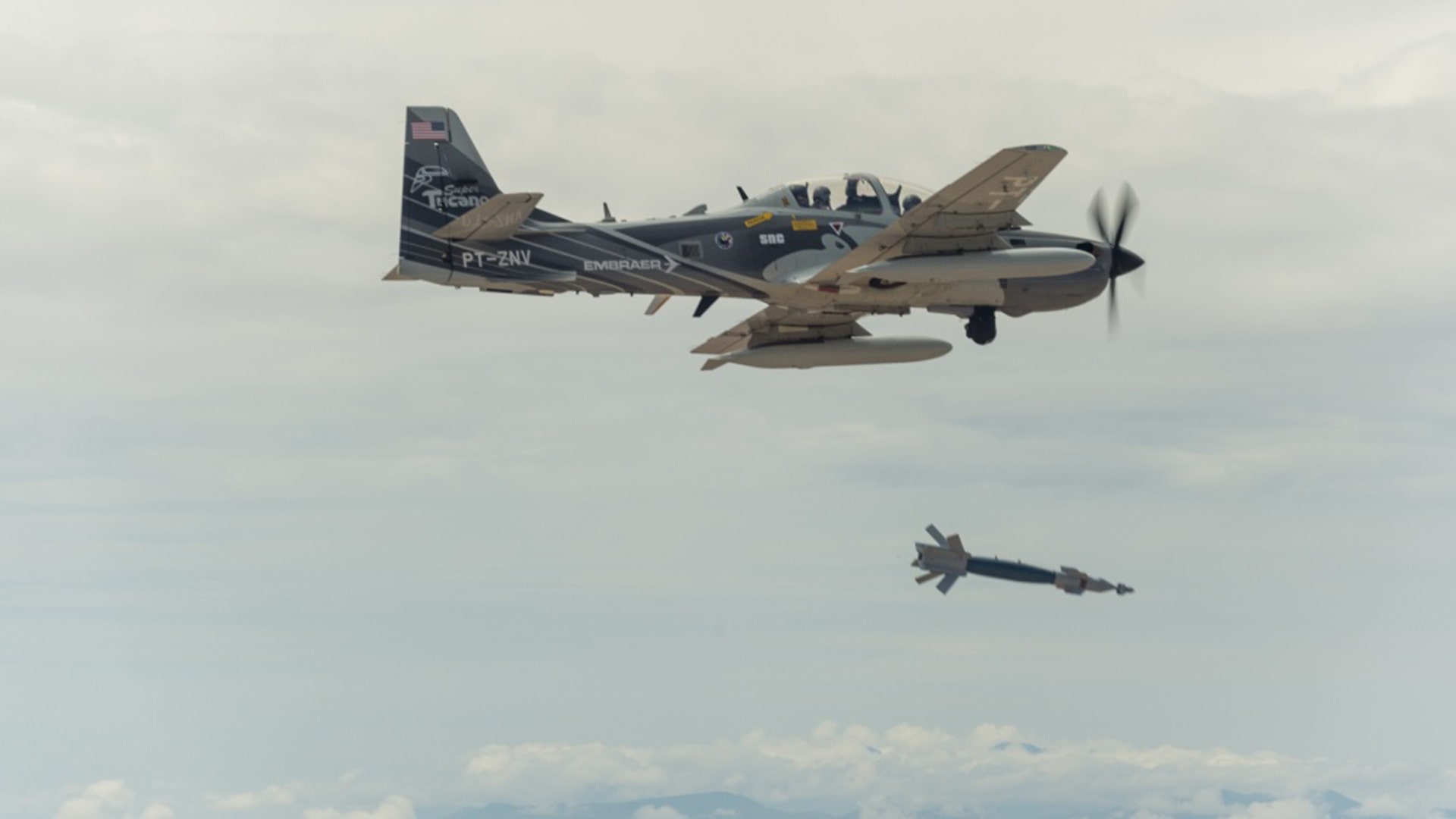 The Embraer EMB 314 Super Tucano A-29 is another experimental aircraft taking part in the remarkable experiment. 