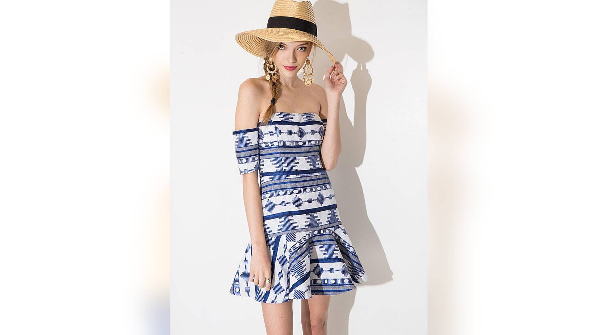 Ikat Off-the-Shoulder Dress
