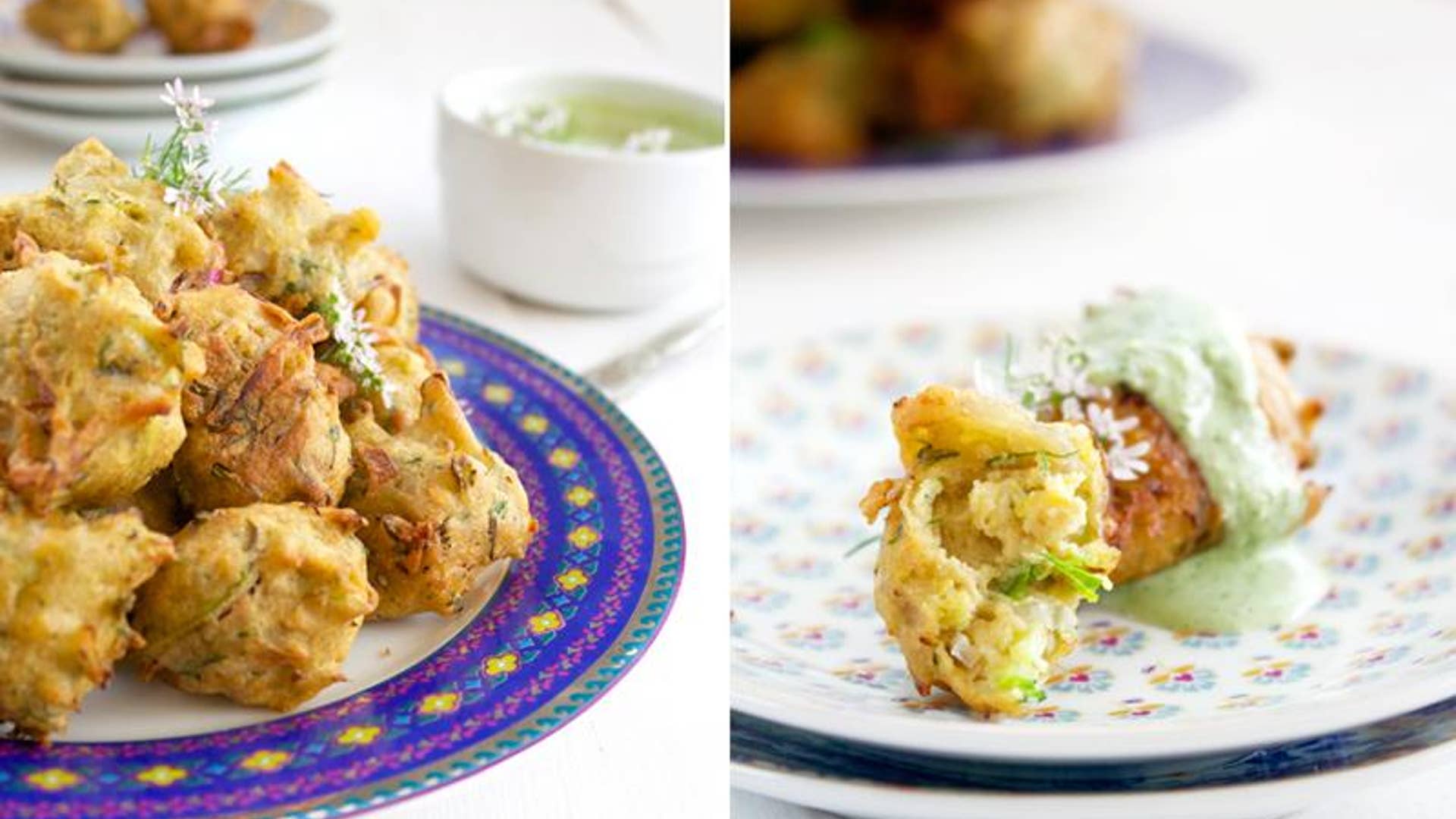 Brussels Sprout Pakora/Bhaji with Coriander Raita