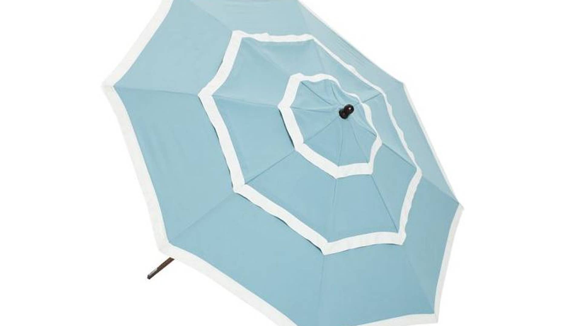 13. Fresca Blue Three-Tiered Round Market Umbrella, 9'