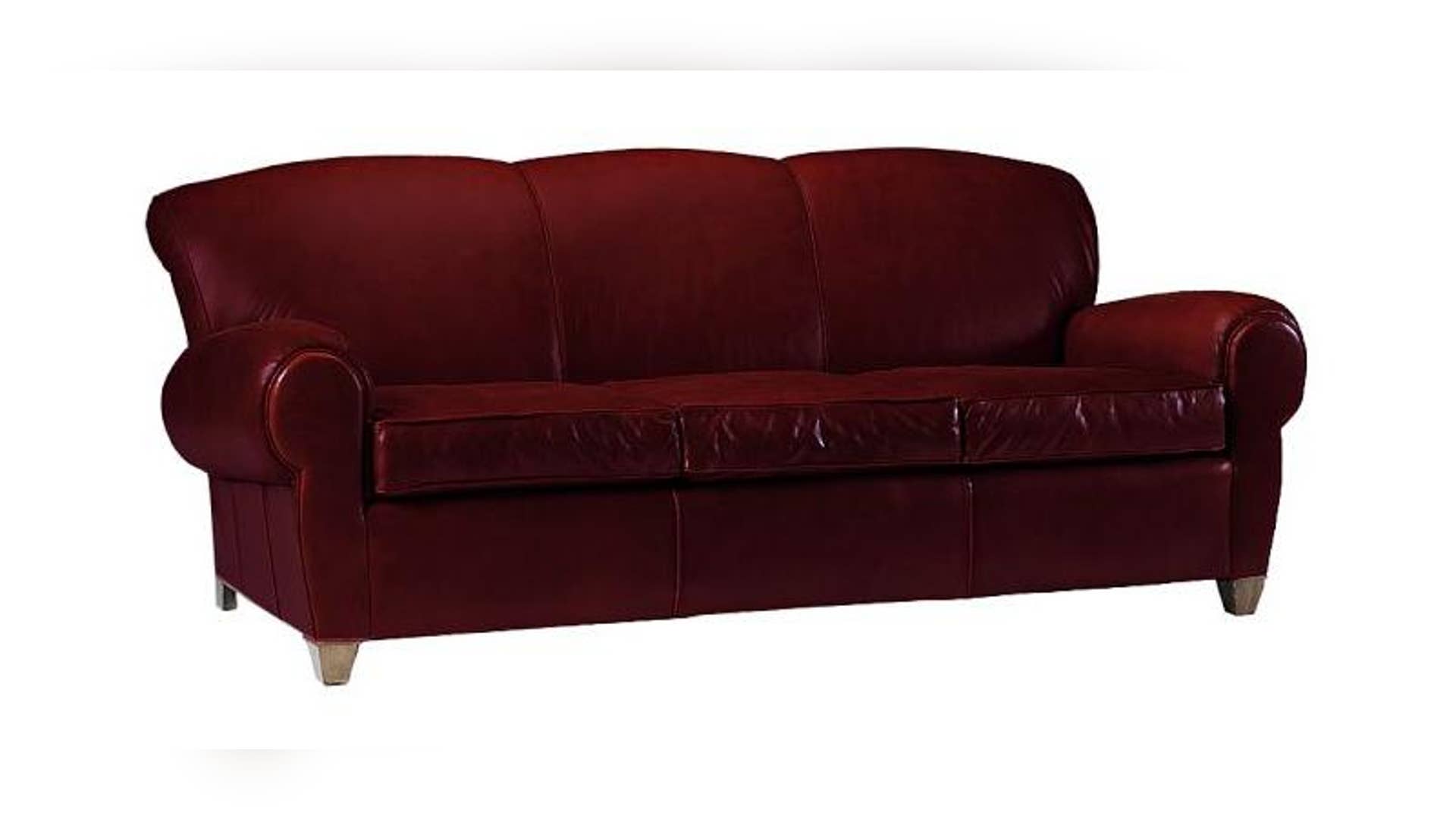 8. Manhattan Sofa, Leather Berry Red